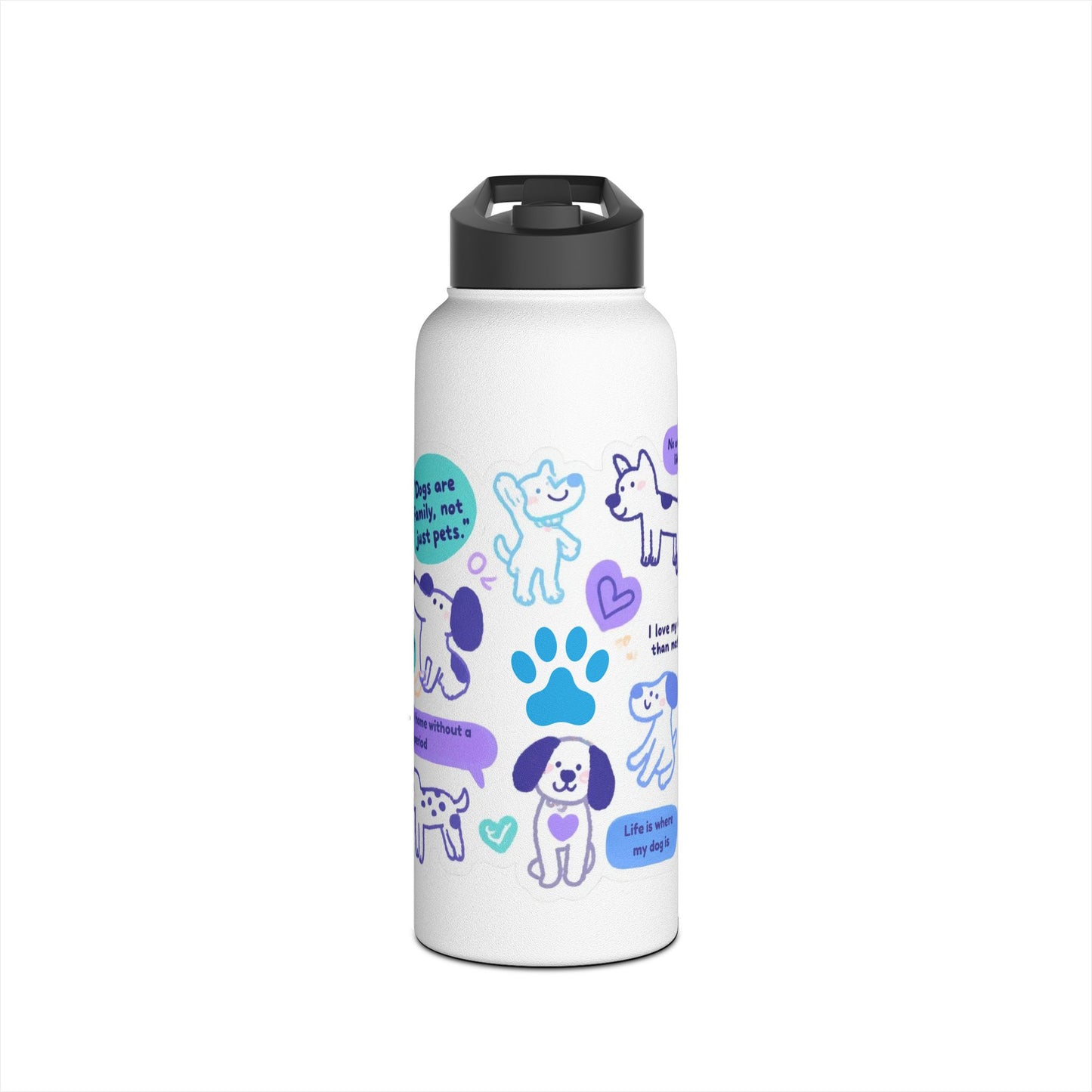 Loyal Hearts, Cool Hues Design - Stainless Steel Water Bottle