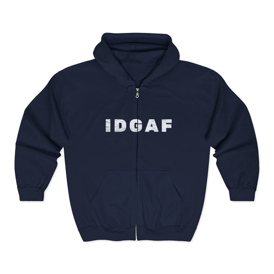 IDGAF - Classic Comfy Zip-Up Hoodie | Essential Cozy Outerwear | Perfect for Everyday Wear