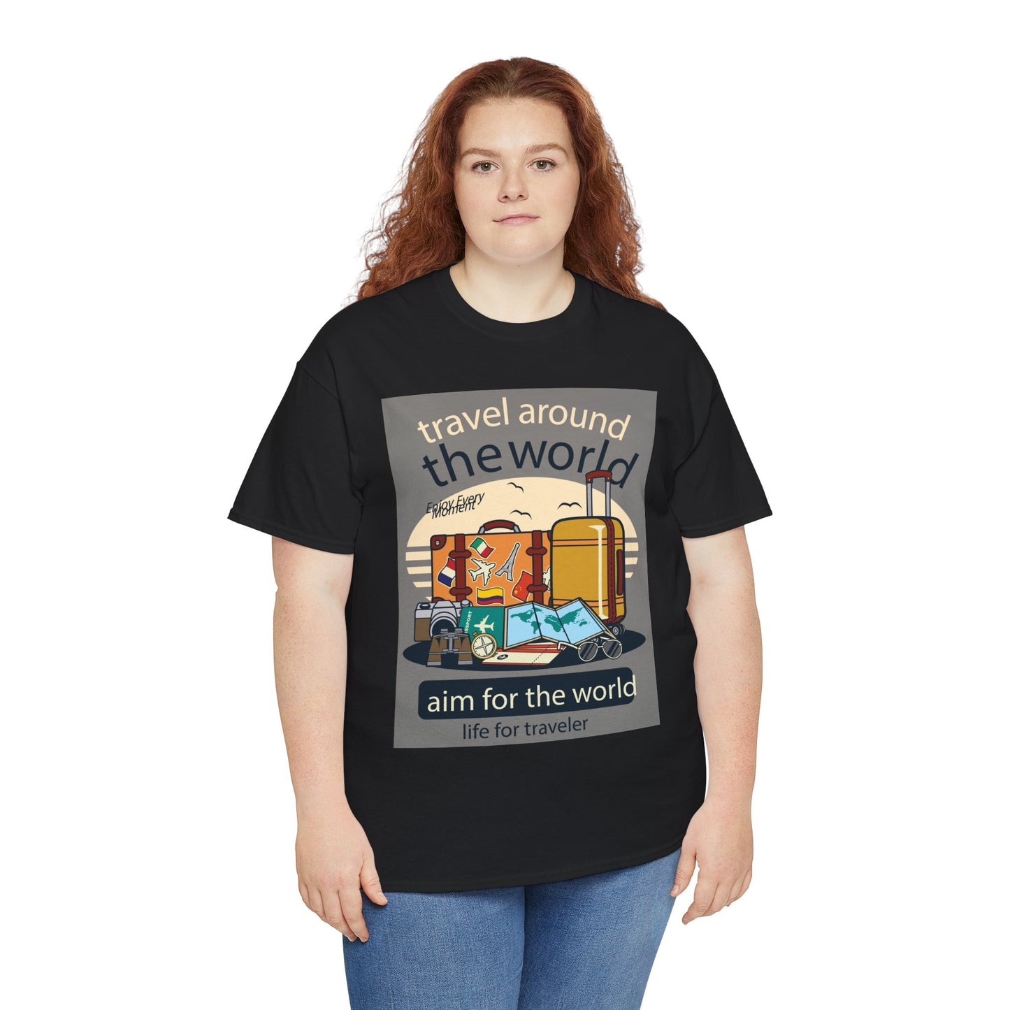 Travel Around The World - Unisex Heavy Cotton Tee