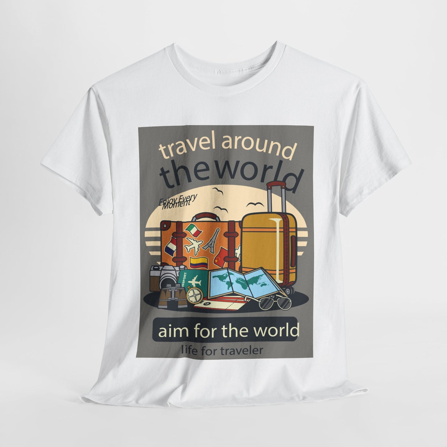 Travel Around The World - Unisex Heavy Cotton Tee