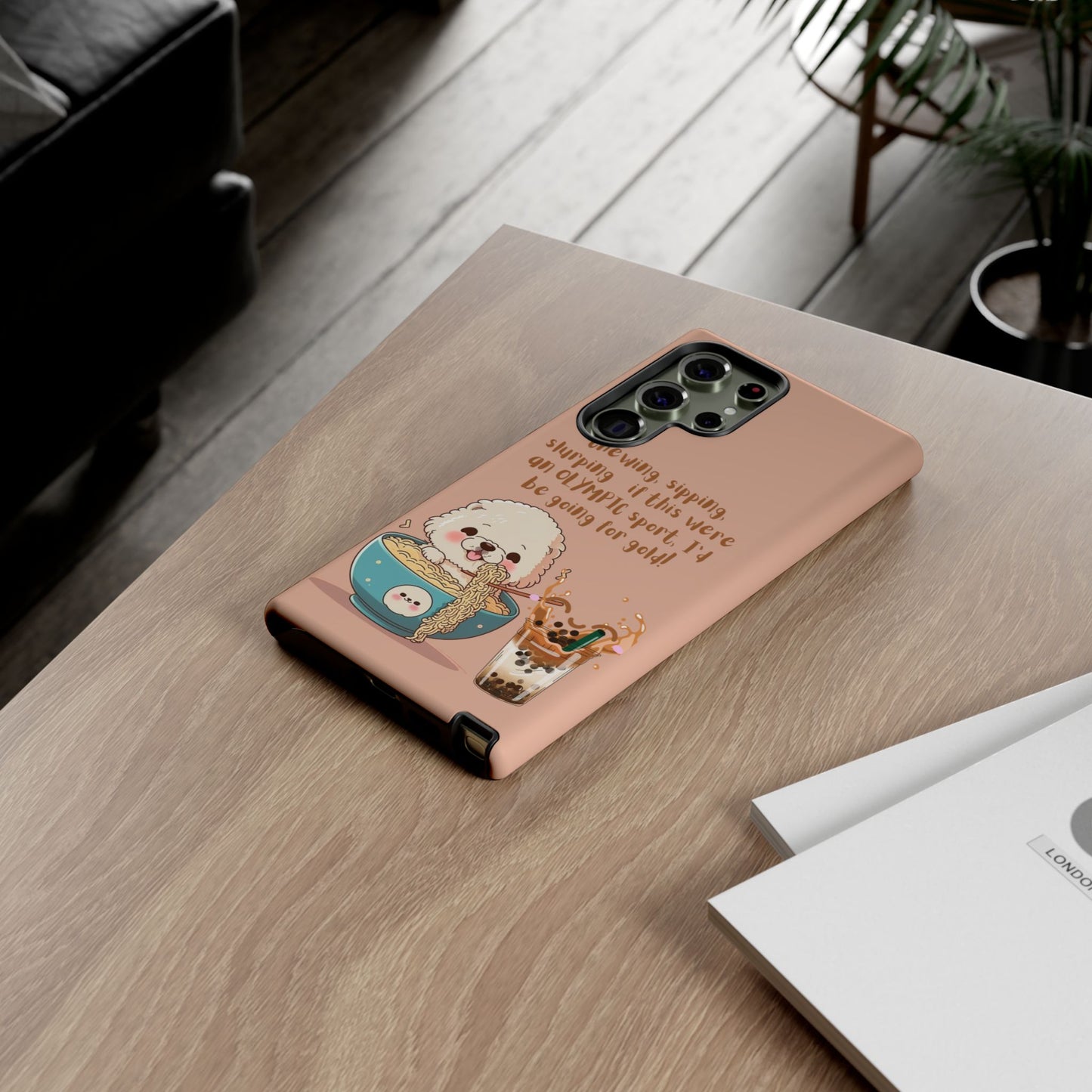 Dog Enjoying Ramen iPhone Tough Case – Cute and Fun Design for iPhone XR to iPhone 16 Pro Max
