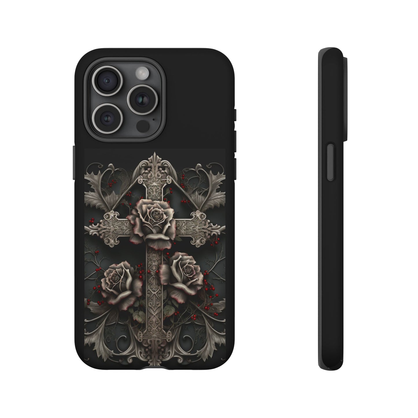Gothic Elegance Cross Tough iPhone Case – Bold Protection with a Stylish Edge