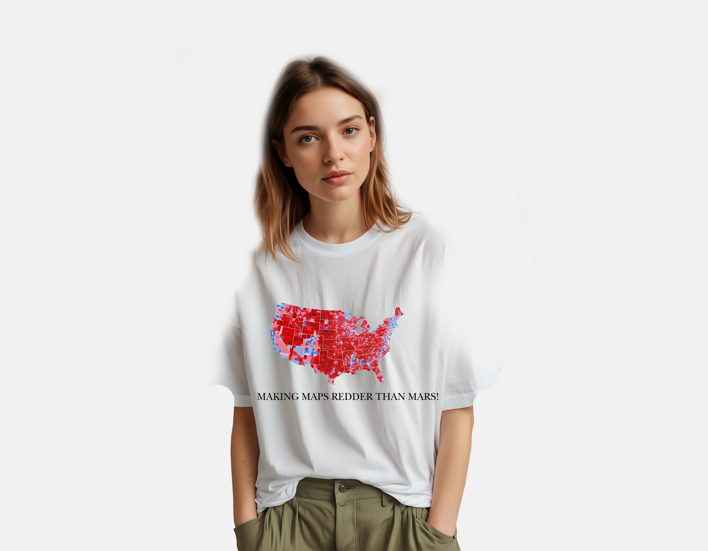 Unisex "Making Maps Redder Than Mars" Cotton T-Shirt – Patriotic USA Map Design
