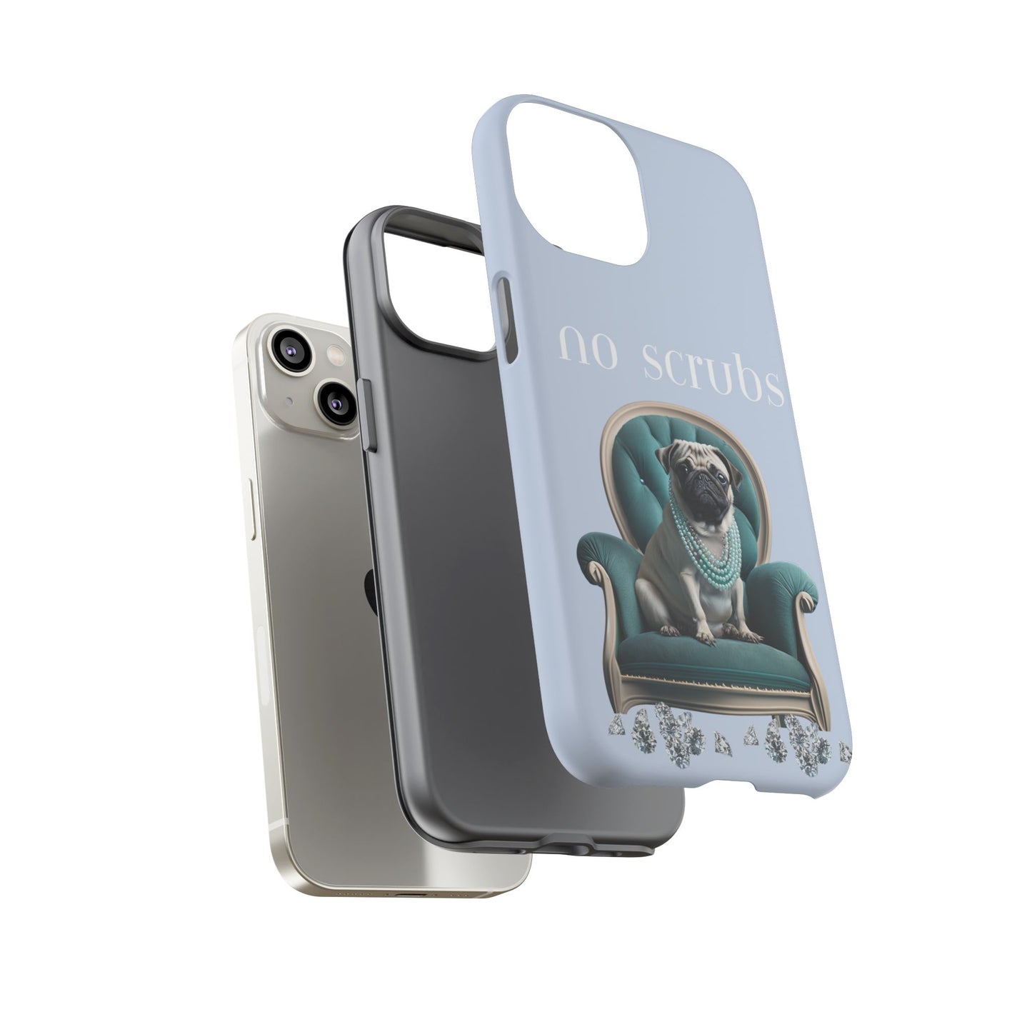 Cute Pug with Jewellery iPhone Tough Case – No Scrubs Edition for iPhone