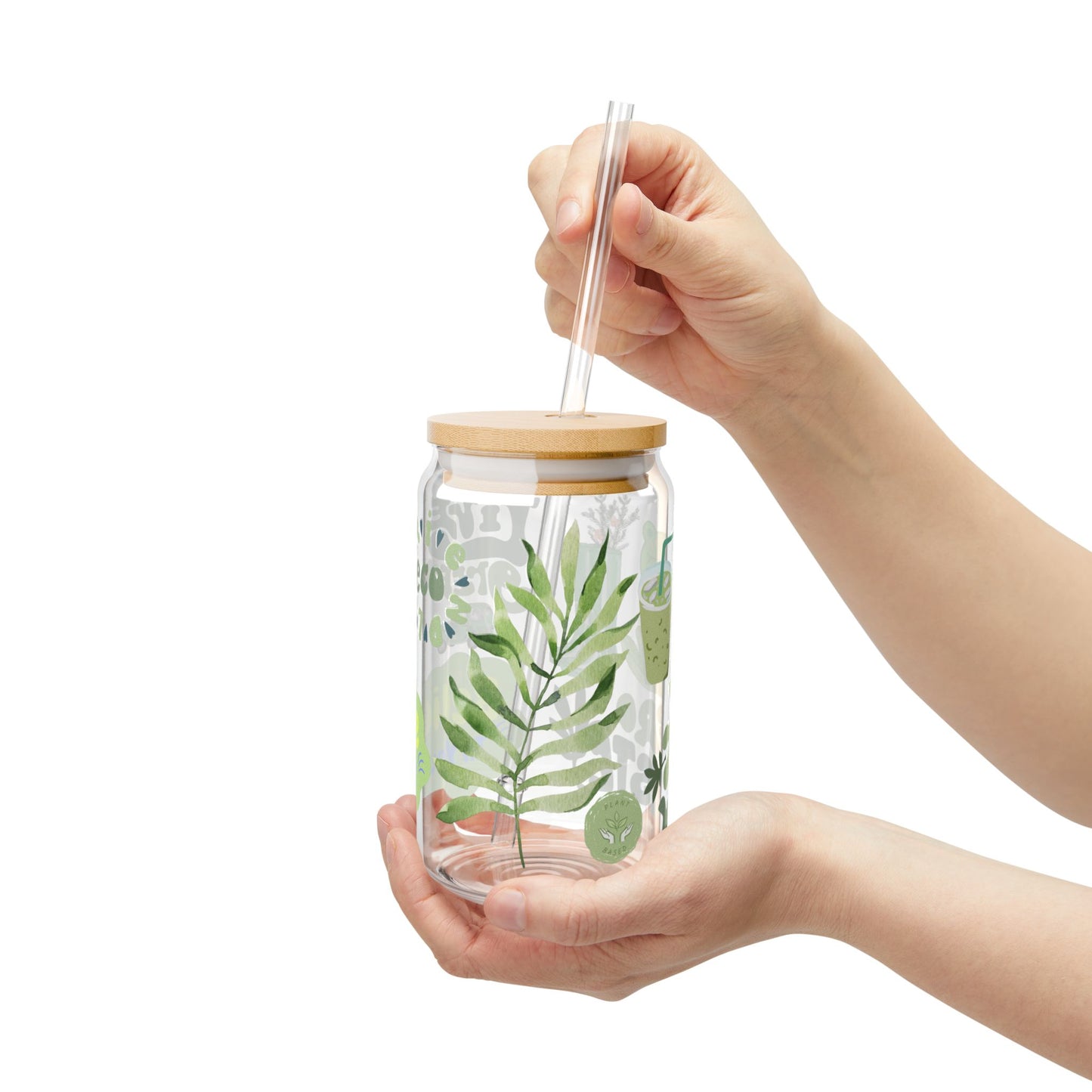 Believe in Yourself Eco-Friendly Glass Sipper Cup 16oz (473ml) / Inspirational Drinkware / Perfect Gift for Nature Lovers