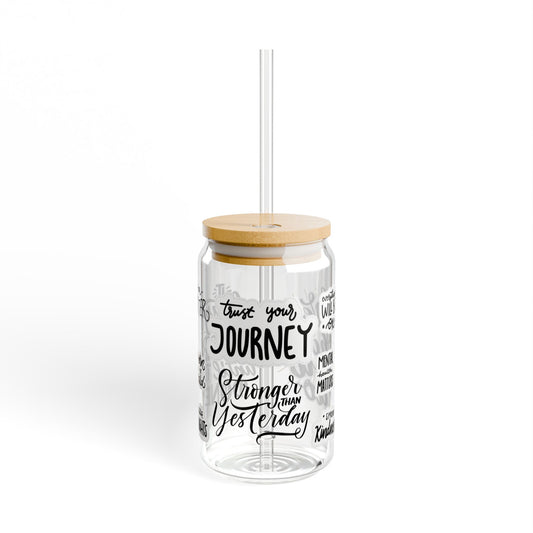 Daily Affirmations Glass Sipper Cup 16oz (473ml) / Empowerment Drinkware / Perfect Gift for Her