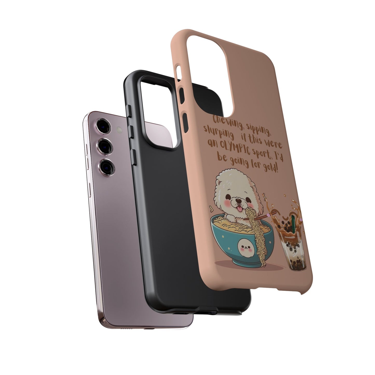 Dog Enjoying Ramen iPhone Tough Case – Cute and Fun Design for iPhone XR to iPhone 16 Pro Max