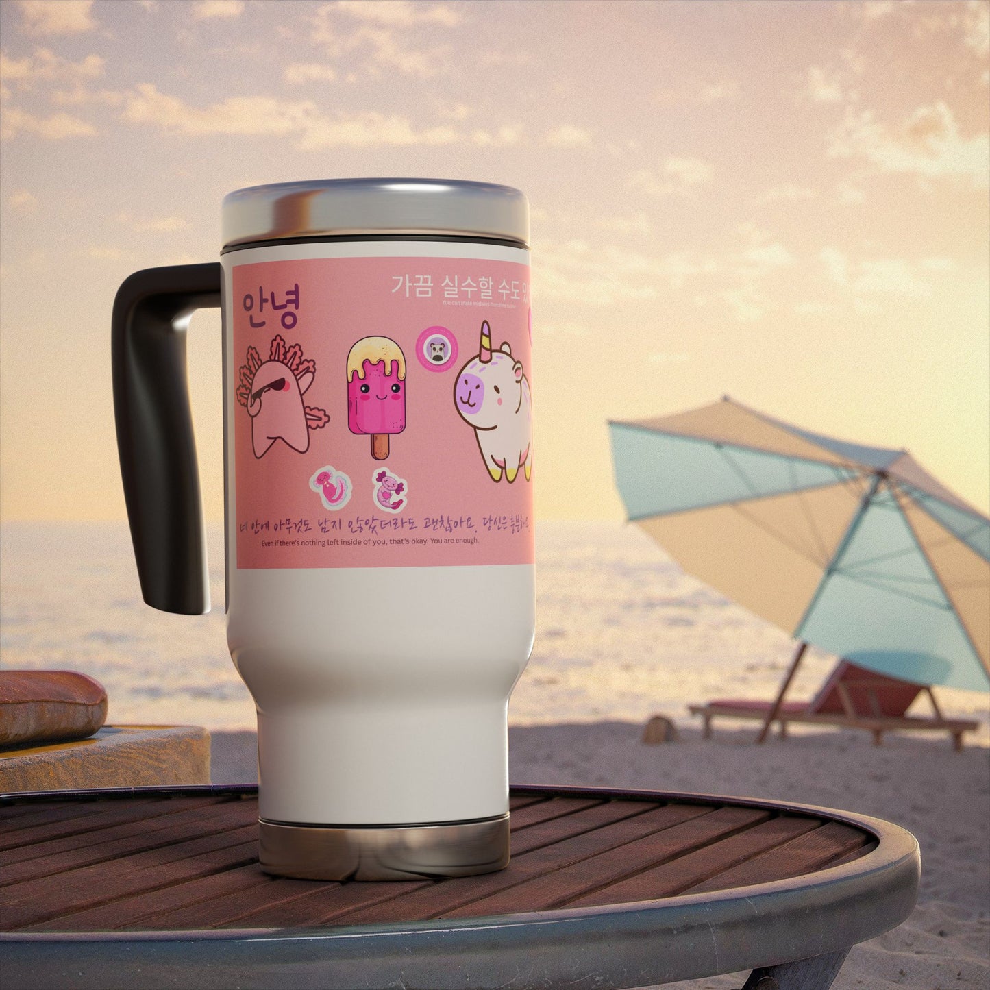 Travel Mug - breathe & be enough Water Bottle Kpop Design, 14oz