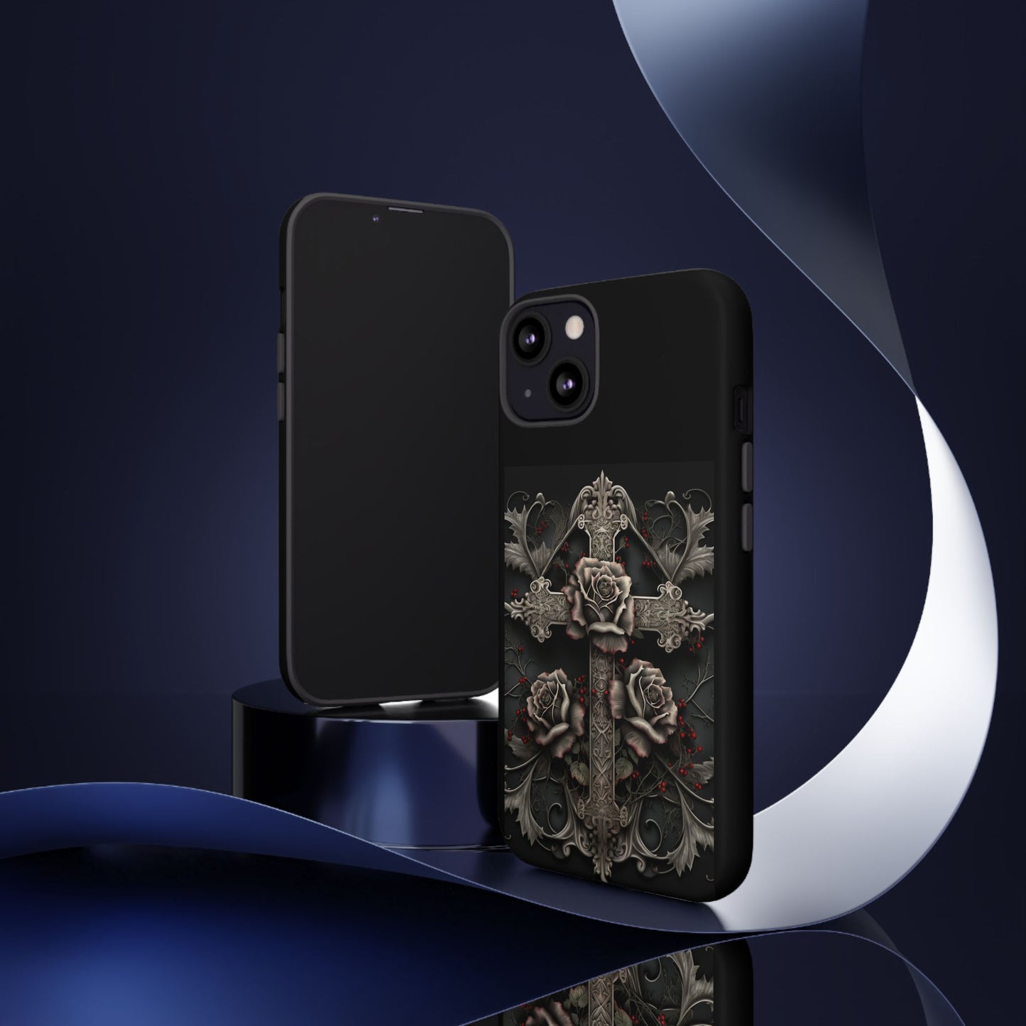 Gothic Elegance Cross Tough iPhone Case – Bold Protection with a Stylish Edge