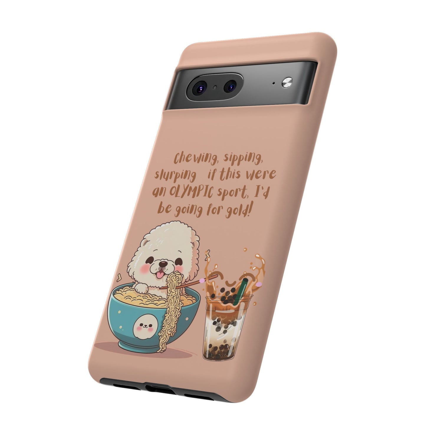 Dog Enjoying Ramen iPhone Tough Case – Cute and Fun Design for iPhone XR to iPhone 16 Pro Max