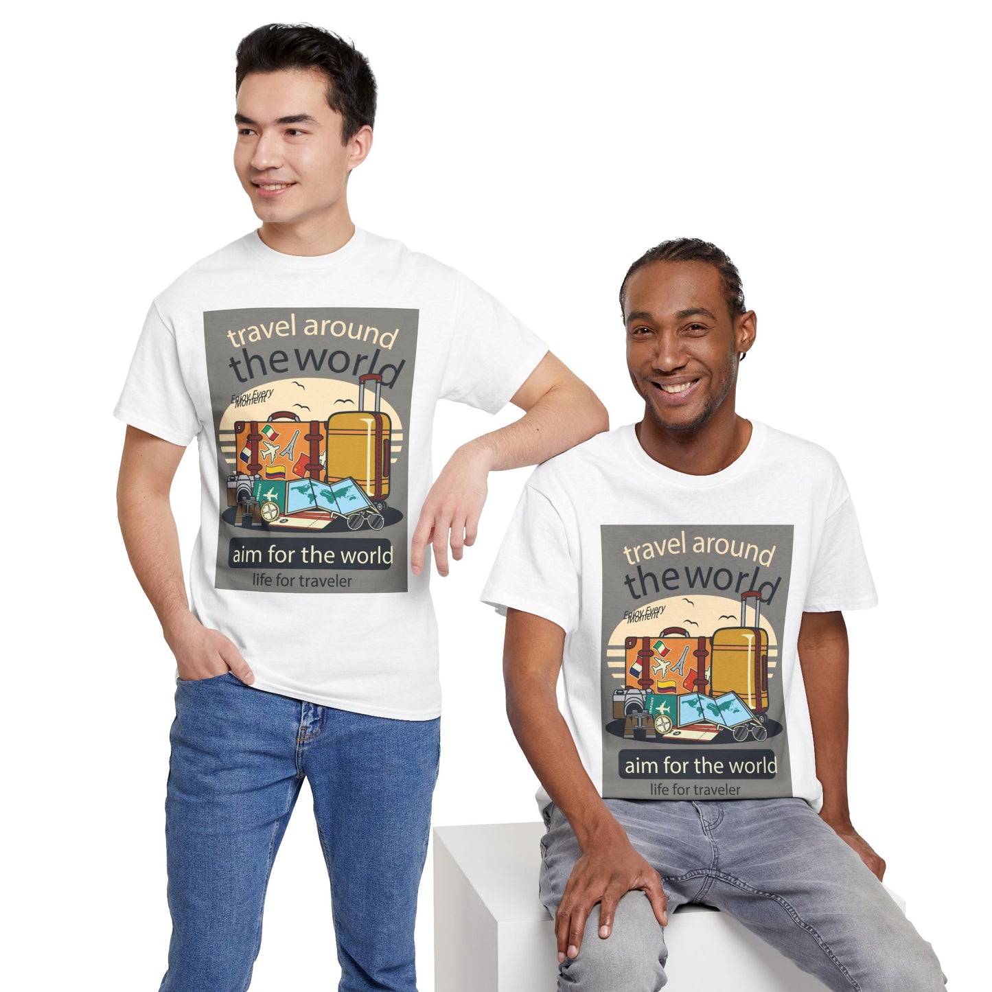 Travel Around The World - Unisex Heavy Cotton Tee
