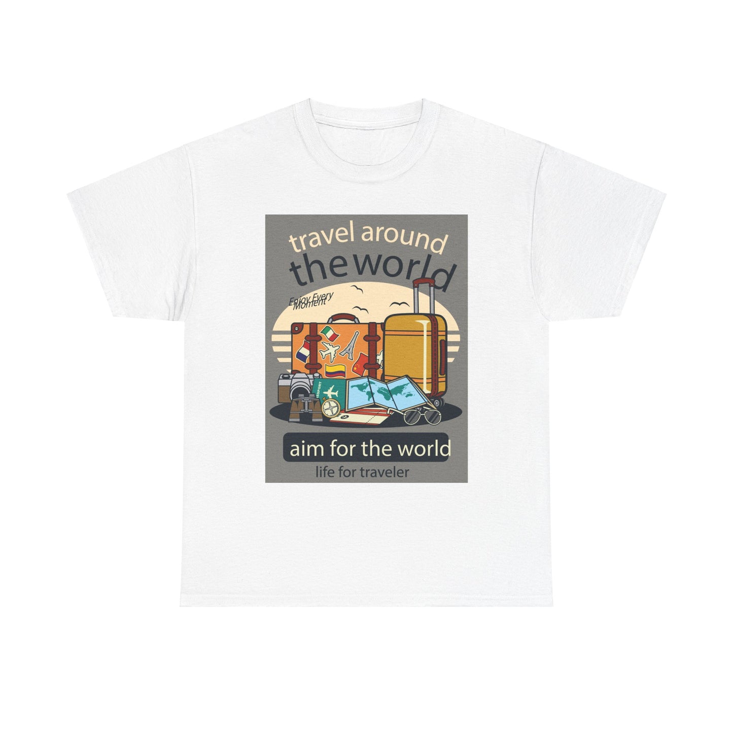 Travel Around The World - Unisex Heavy Cotton Tee