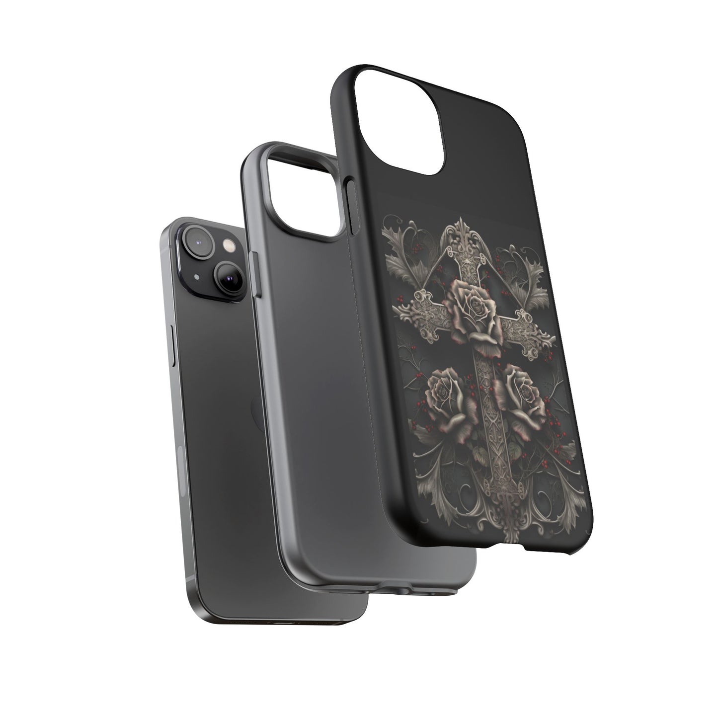 Gothic Elegance Cross Tough iPhone Case – Bold Protection with a Stylish Edge