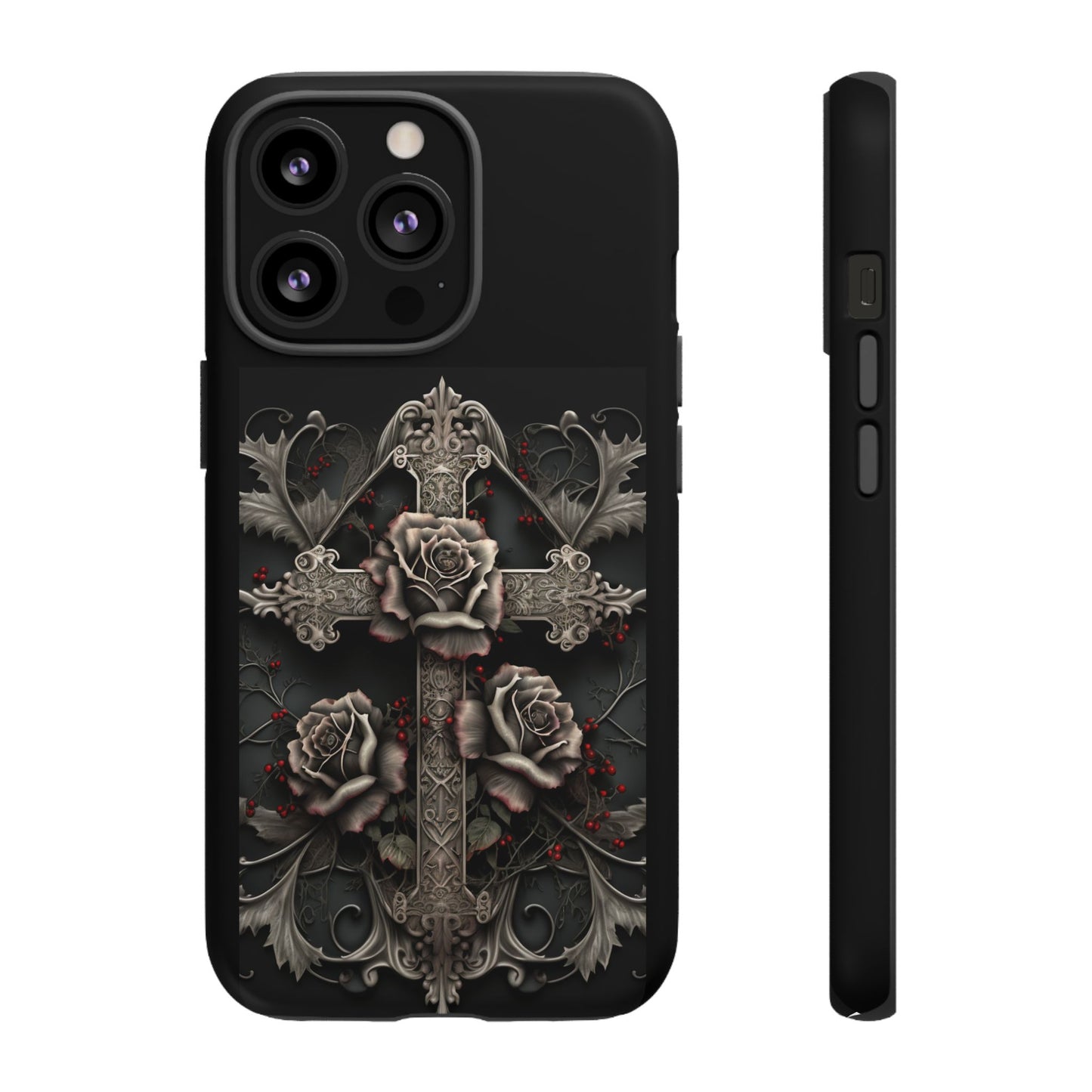 Gothic Elegance Cross Tough iPhone Case – Bold Protection with a Stylish Edge