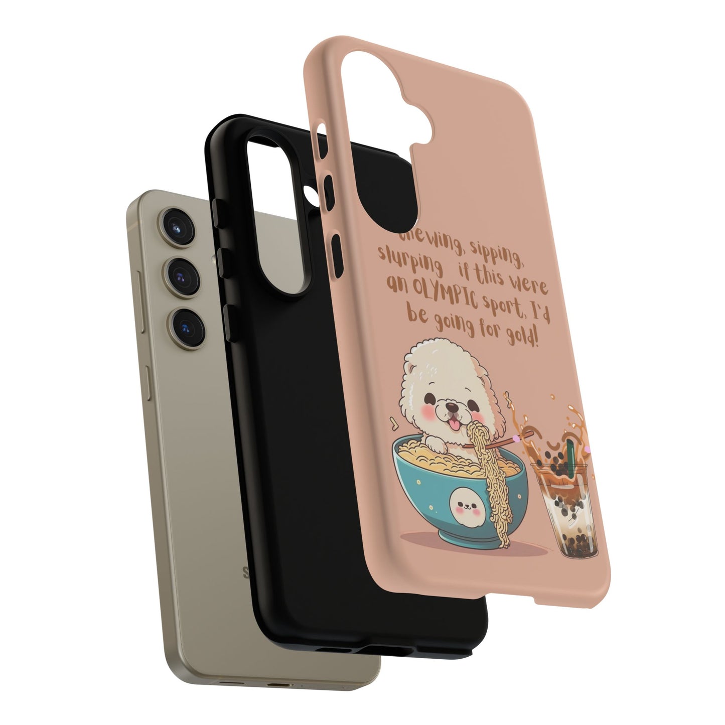 Dog Enjoying Ramen iPhone Tough Case – Cute and Fun Design for iPhone XR to iPhone 16 Pro Max