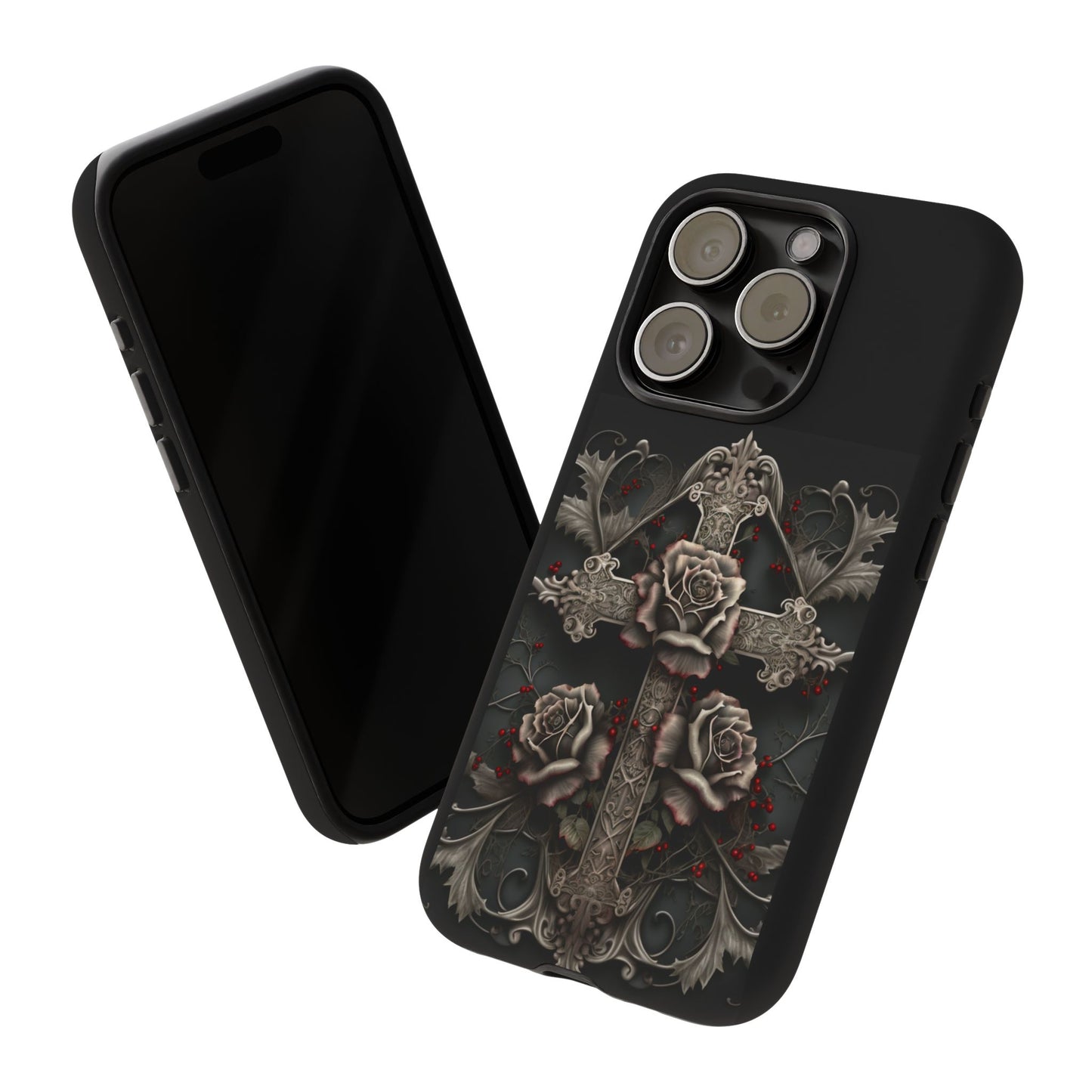 Gothic Elegance Cross Tough iPhone Case – Bold Protection with a Stylish Edge