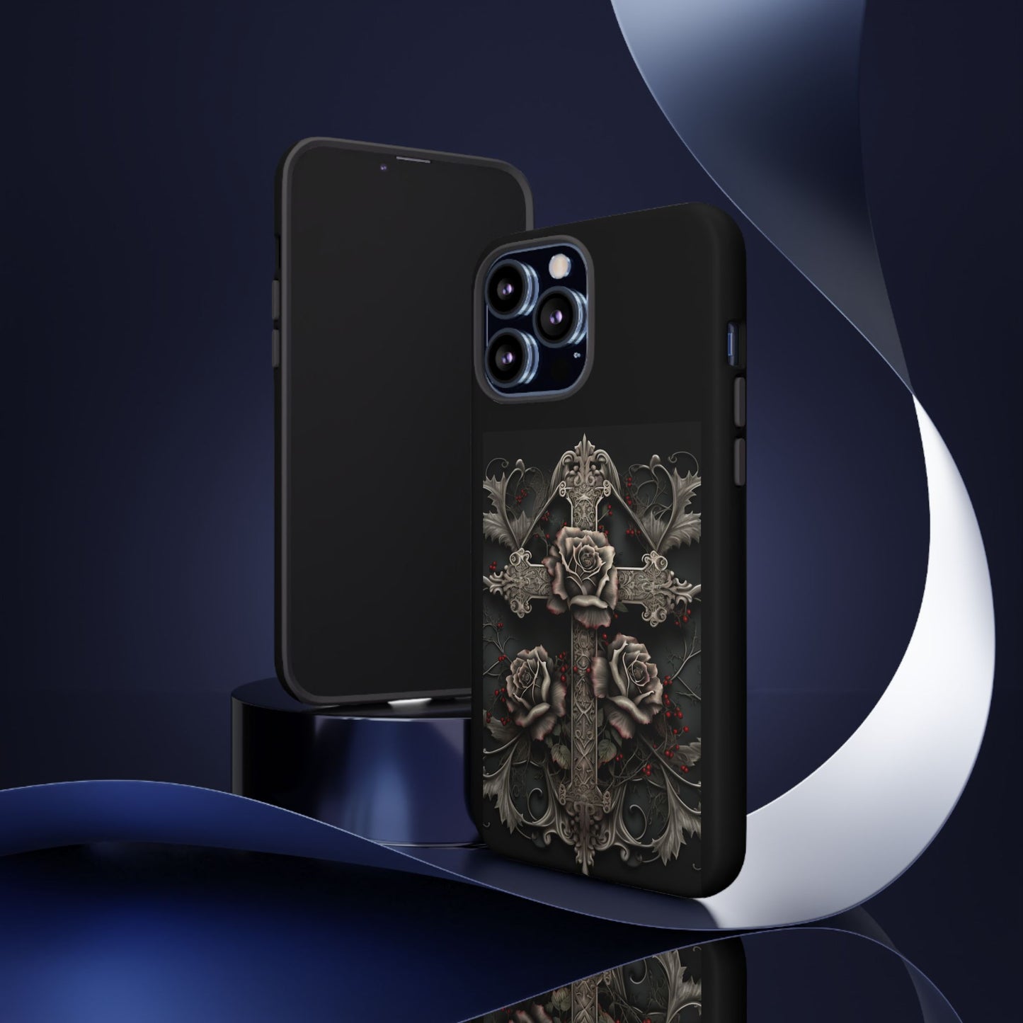 Gothic Elegance Cross Tough iPhone Case – Bold Protection with a Stylish Edge