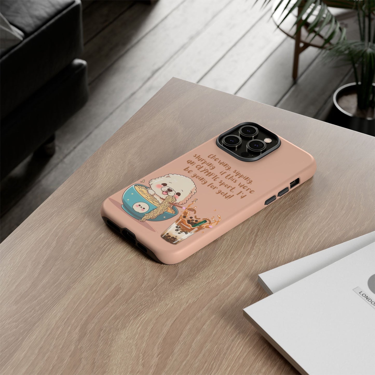 Dog Enjoying Ramen iPhone Tough Case – Cute and Fun Design for iPhone XR to iPhone 16 Pro Max