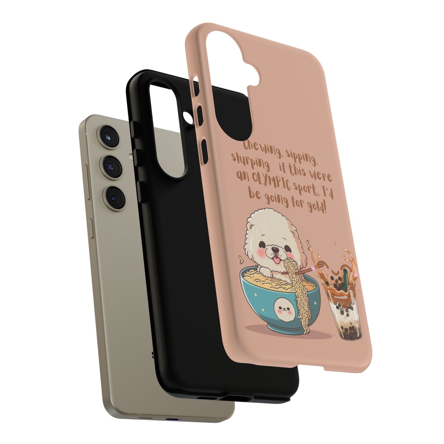 Dog Enjoying Ramen iPhone Tough Case – Cute and Fun Design for iPhone XR to iPhone 16 Pro Max