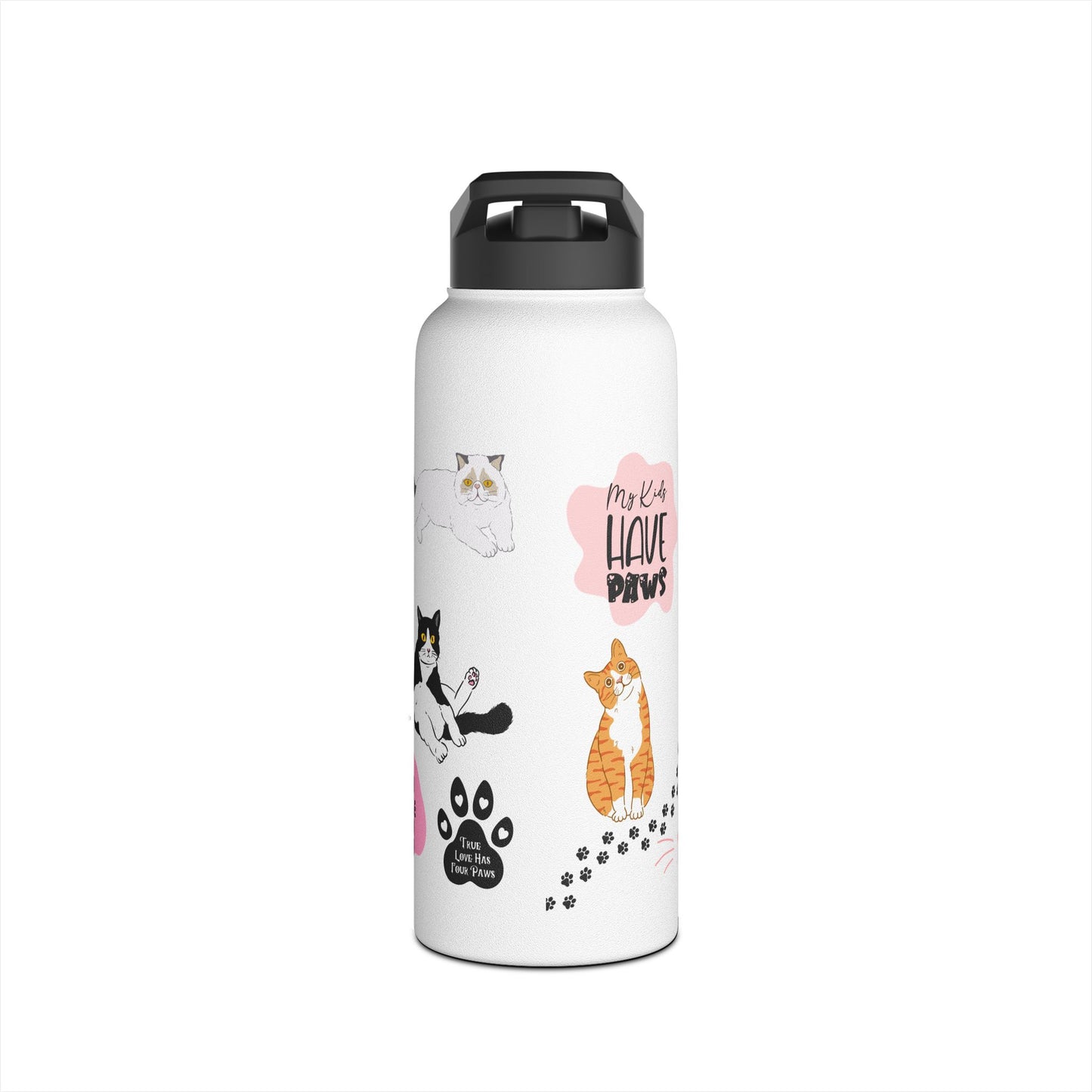 Feline Family Warm Whiskers & Words of Love - Stainless Steel Water Bottle