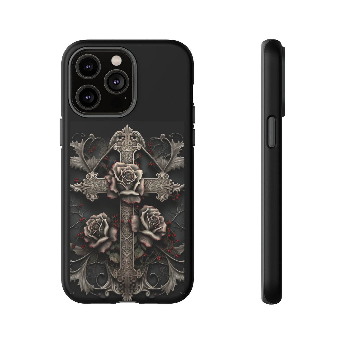 Gothic Elegance Cross Tough iPhone Case – Bold Protection with a Stylish Edge