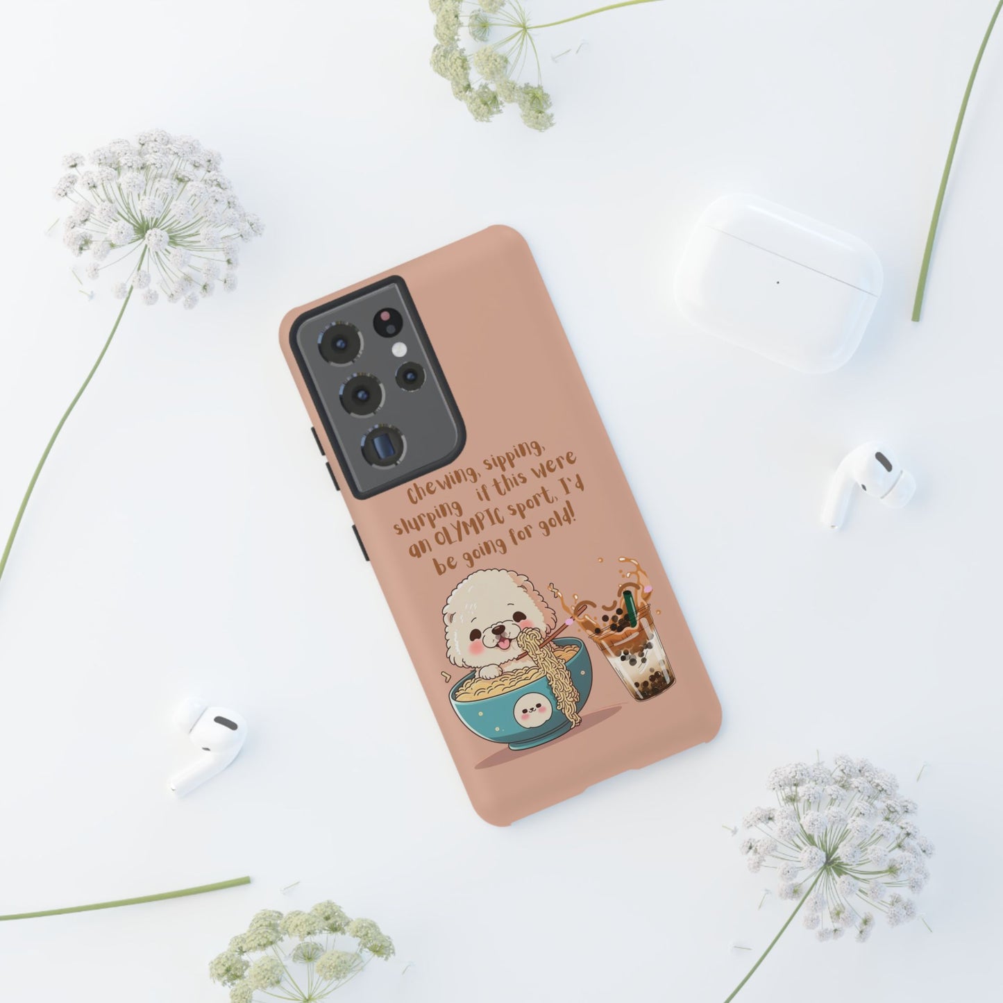 Dog Enjoying Ramen iPhone Tough Case – Cute and Fun Design for iPhone XR to iPhone 16 Pro Max