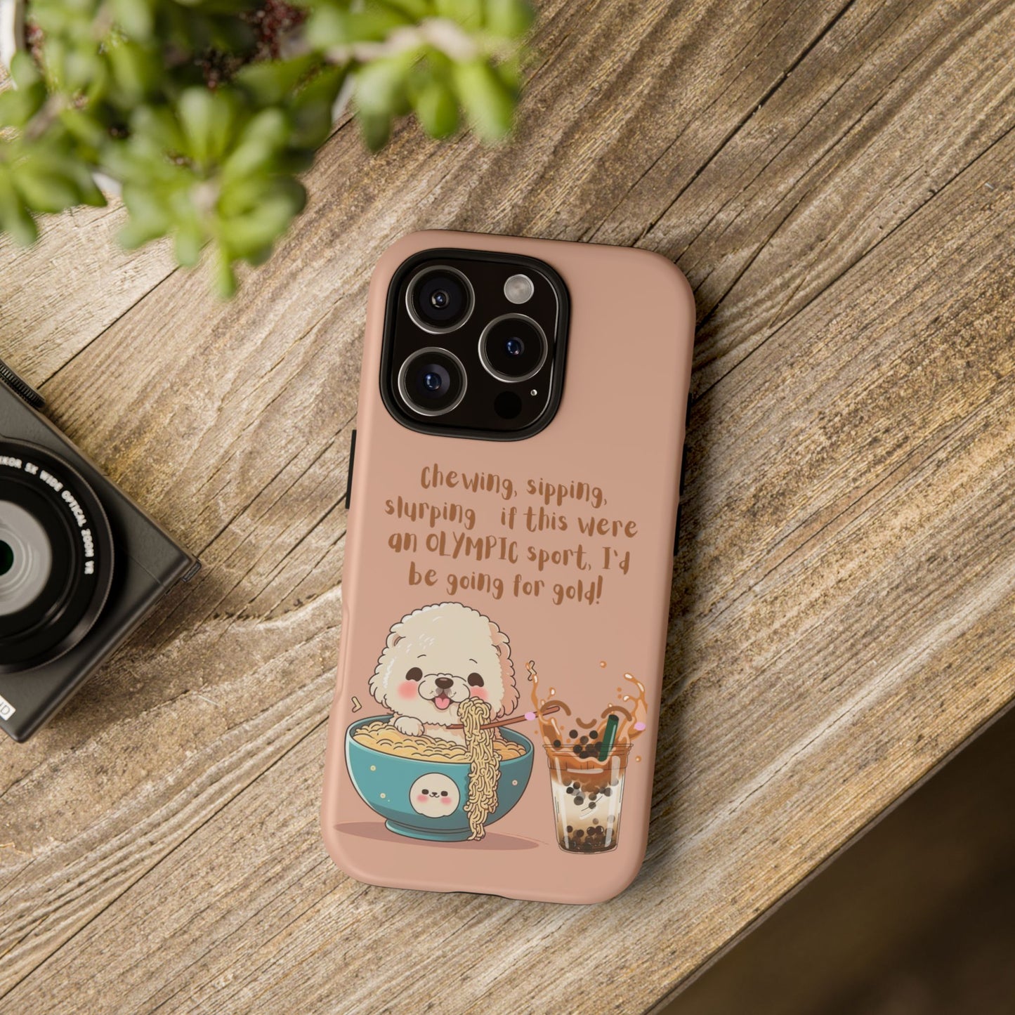 Dog Enjoying Ramen iPhone Tough Case – Cute and Fun Design for iPhone XR to iPhone 16 Pro Max