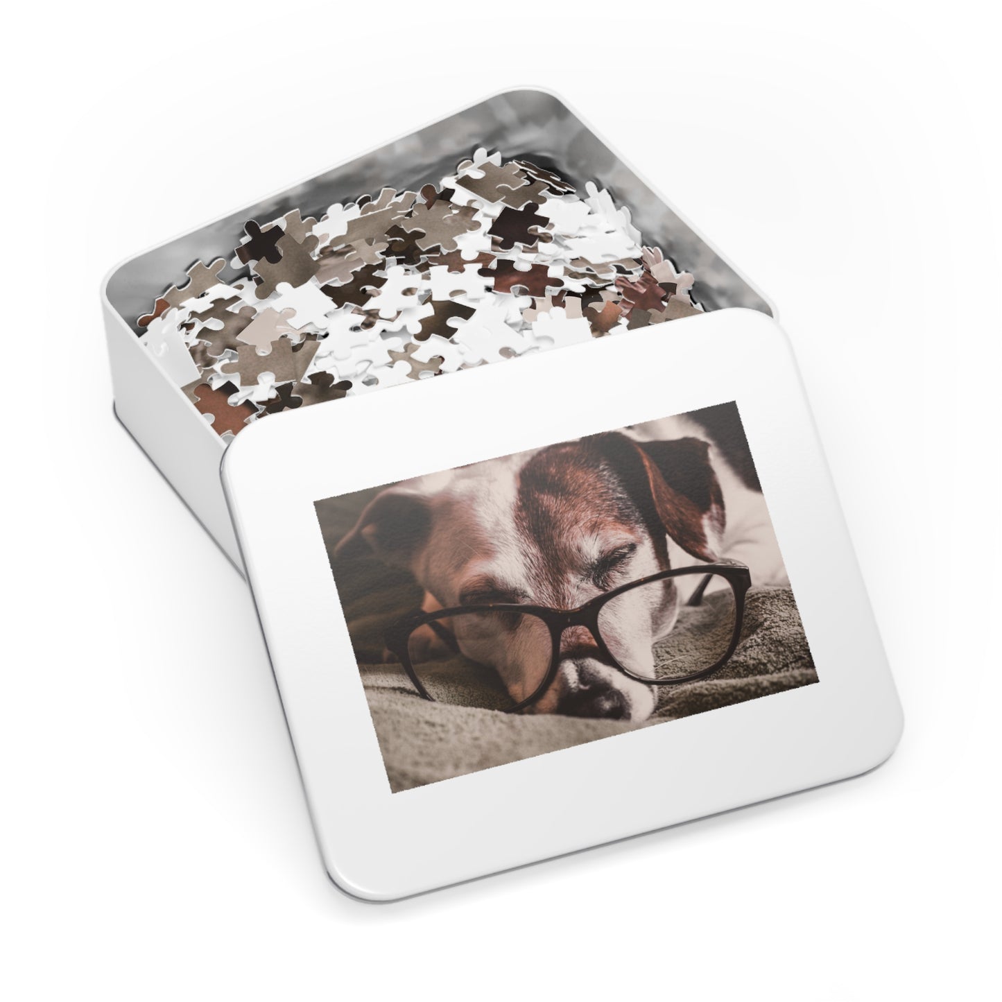 Sleepy Reader Dog Jigsaw Puzzle – Unique Gift for Book Lovers