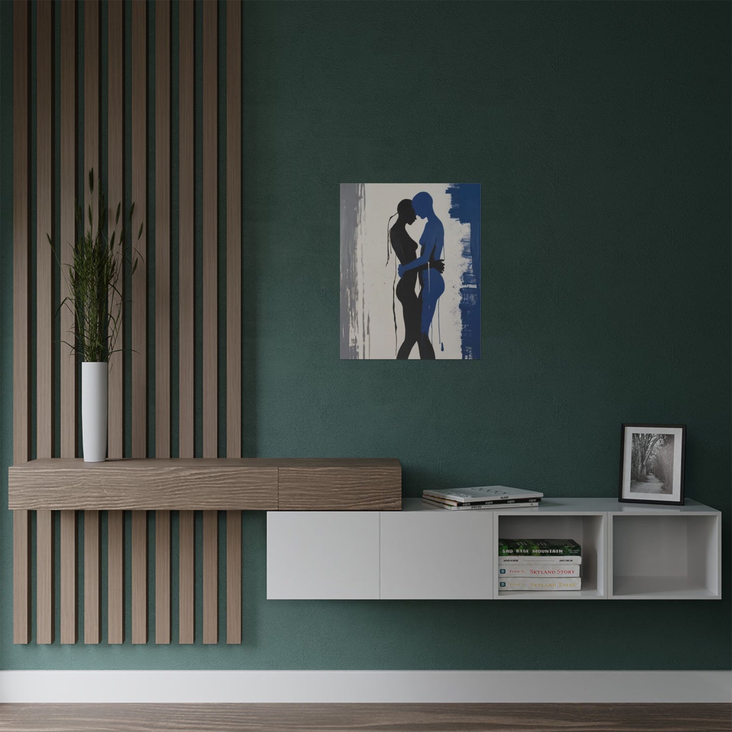 Romantic Brushstroke Painting of a Couple Embracing (300gsm Satin Poster)