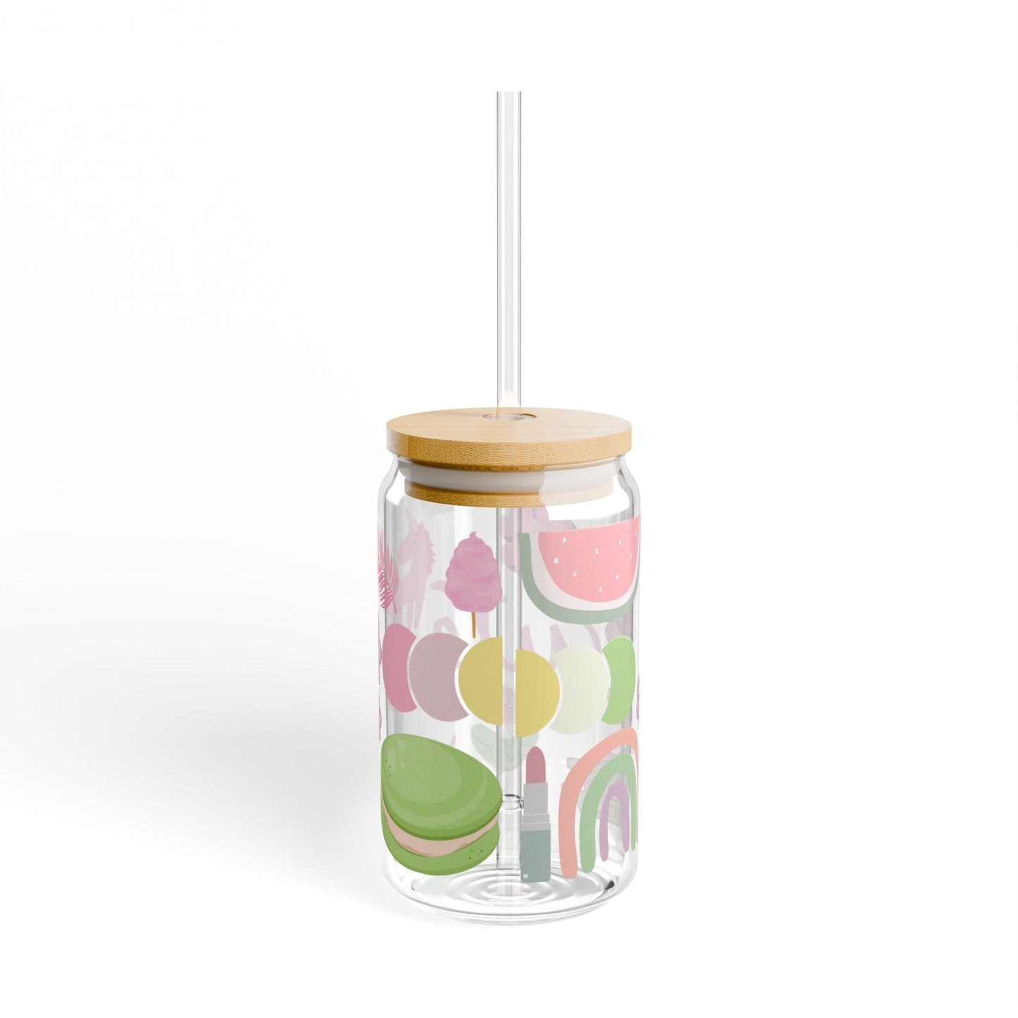 Cute Glass Sipper Cup 16oz (473ml) / Adorable Drinkware / Perfect Gift for Her