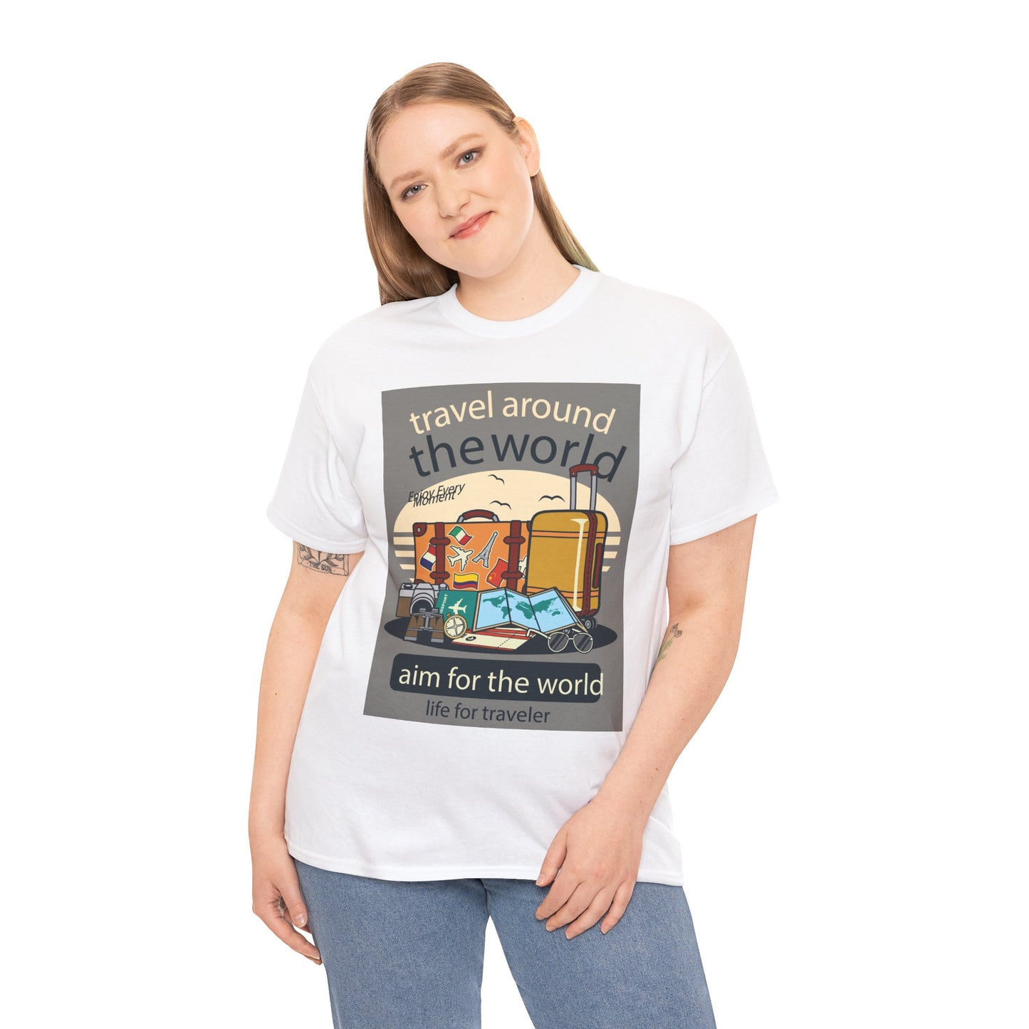 Travel Around The World - Unisex Heavy Cotton Tee