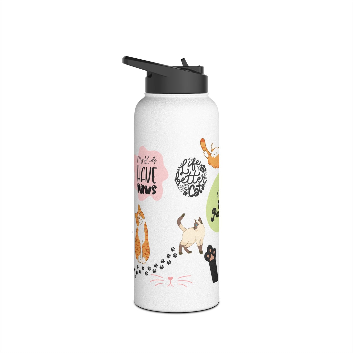 Feline Family Warm Whiskers & Words of Love - Stainless Steel Water Bottle