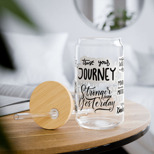 Daily Affirmations Glass Sipper Cup 16oz (473ml) / Empowerment Drinkware / Perfect Gift for Her