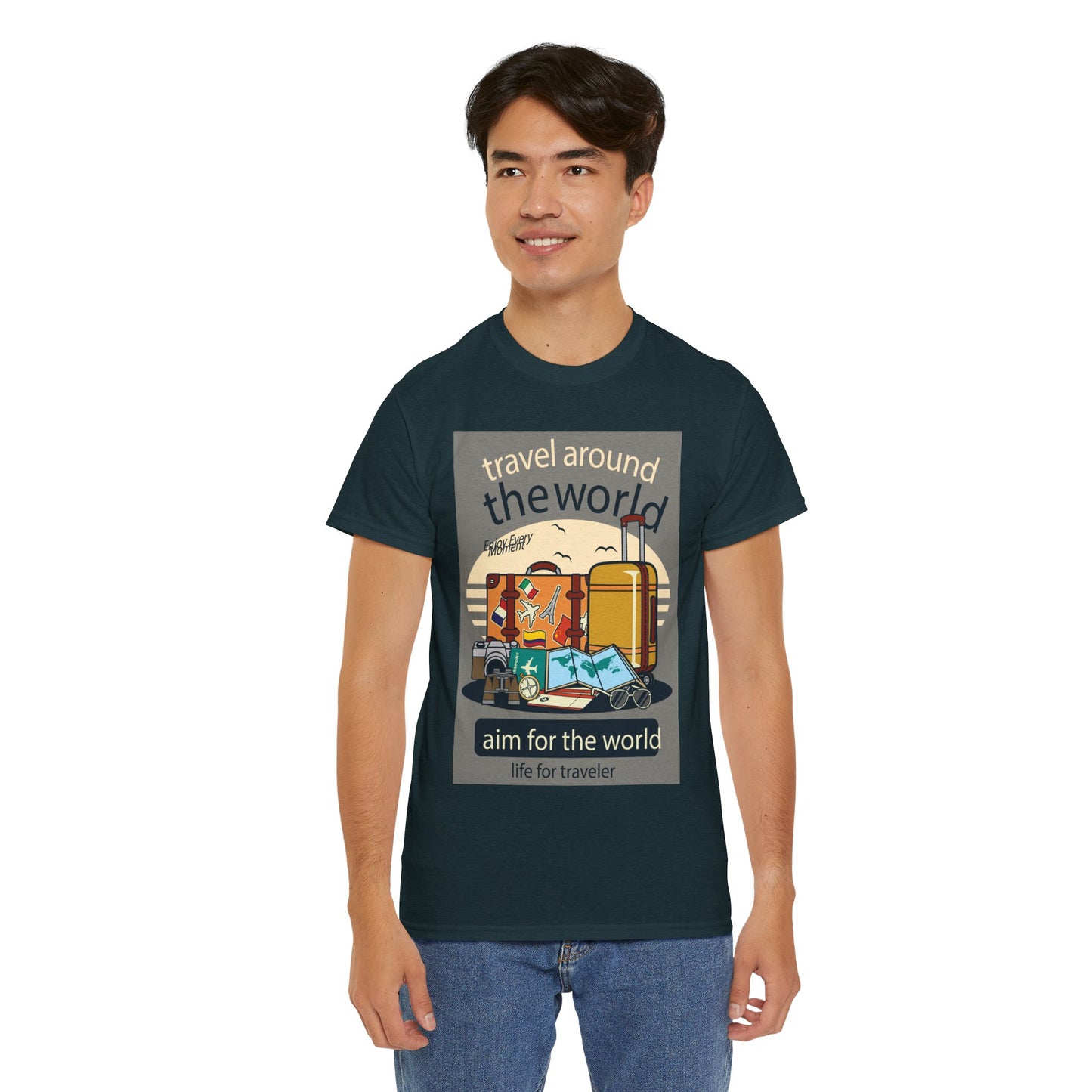Travel Around The World - Unisex Heavy Cotton Tee