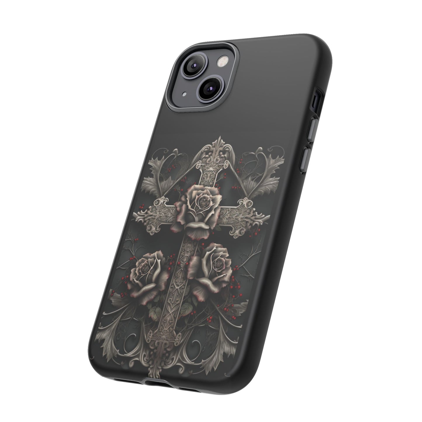 Gothic Elegance Cross Tough iPhone Case – Bold Protection with a Stylish Edge