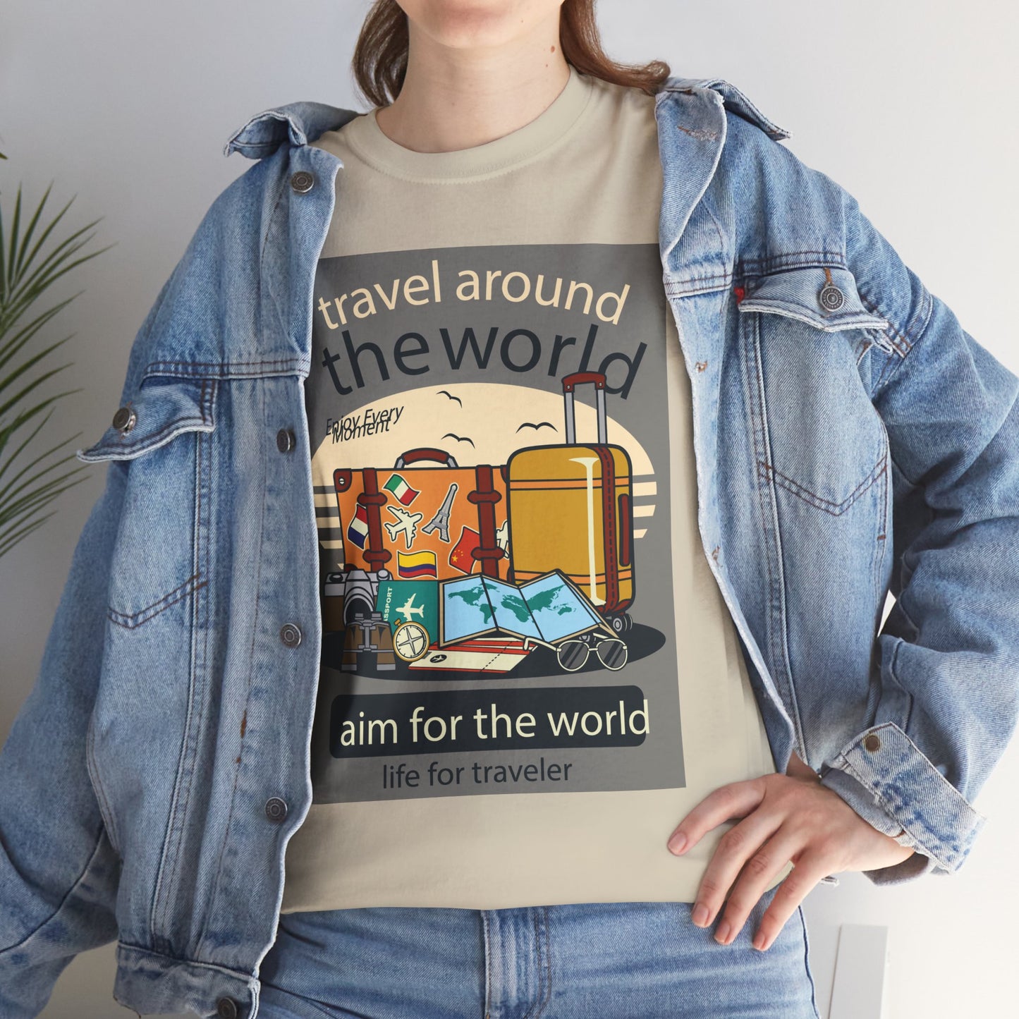 Travel Around The World - Unisex Heavy Cotton Tee