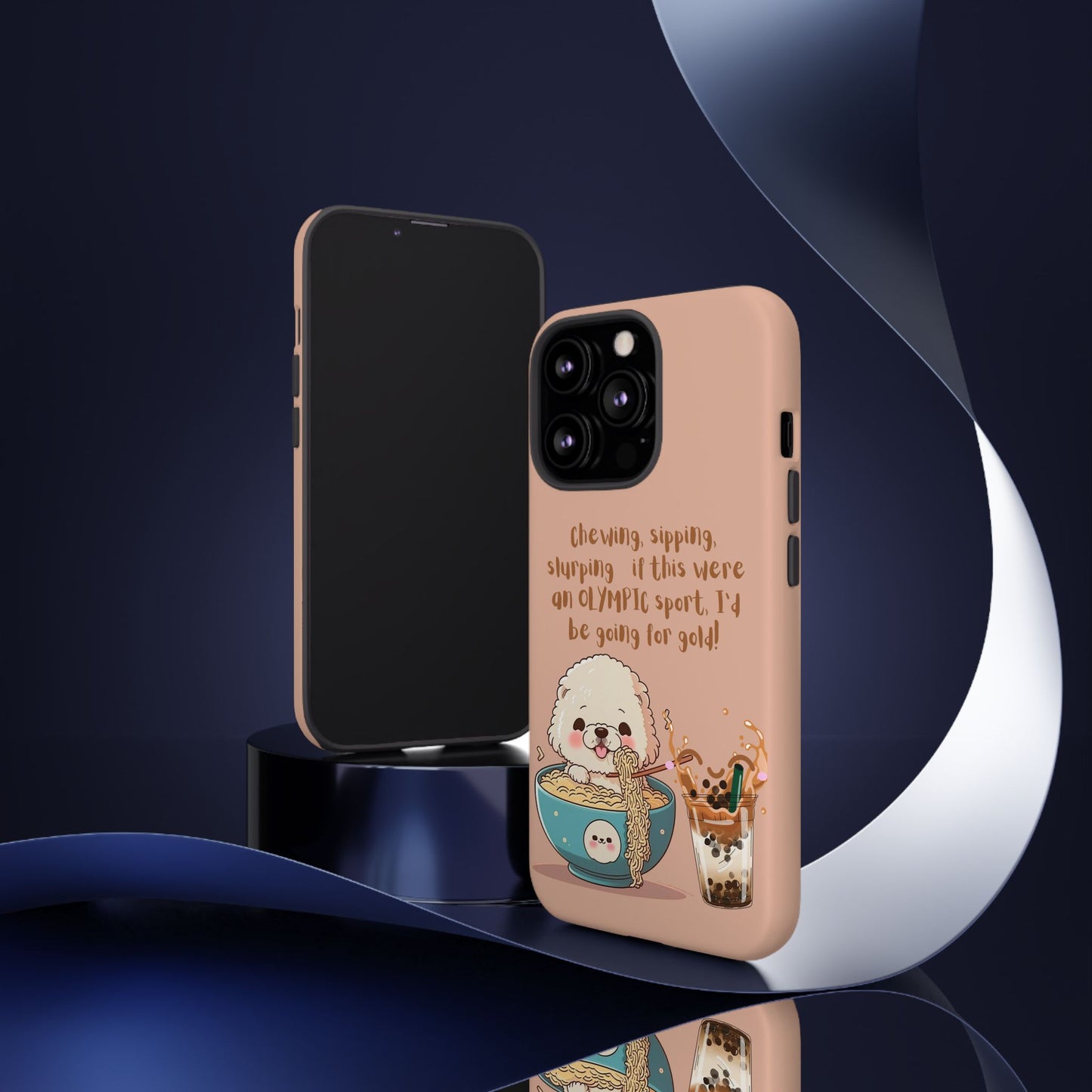 Dog Enjoying Ramen iPhone Tough Case – Cute and Fun Design for iPhone XR to iPhone 16 Pro Max