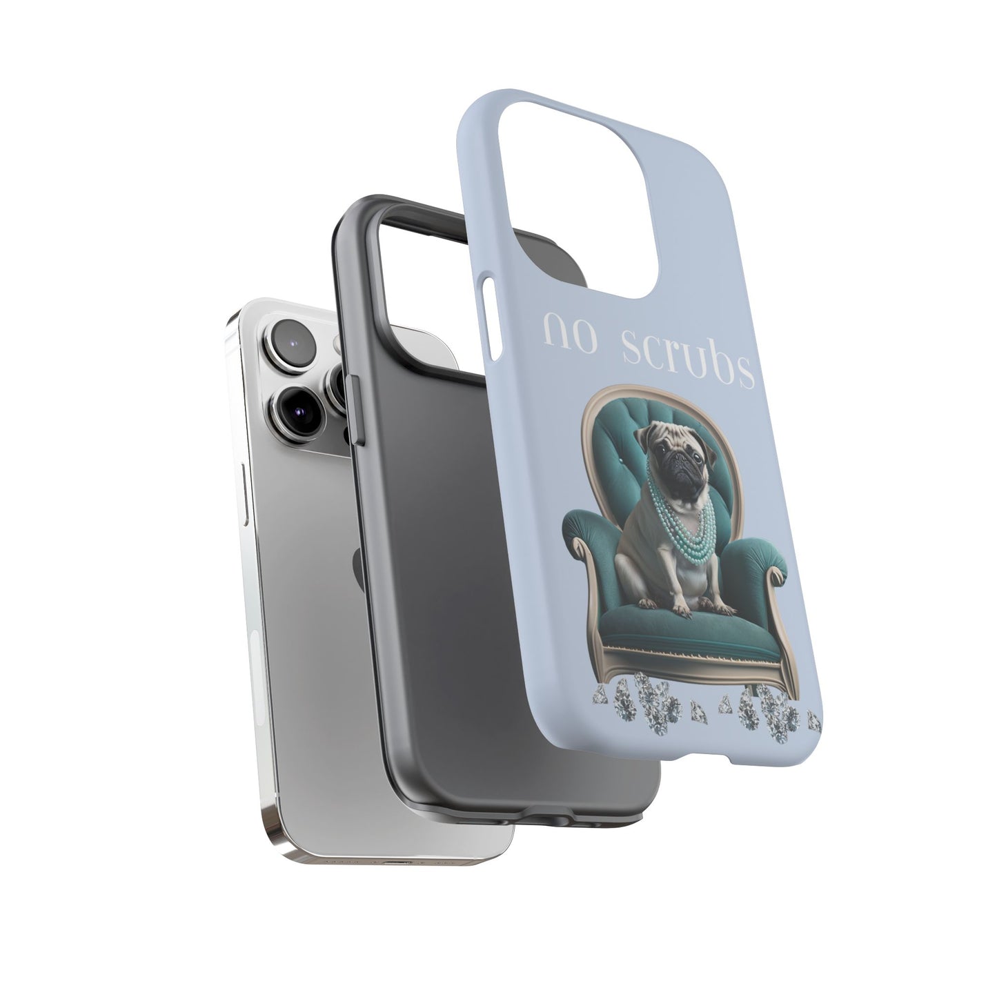 Cute Pug with Jewellery iPhone Tough Case – No Scrubs Edition for iPhone