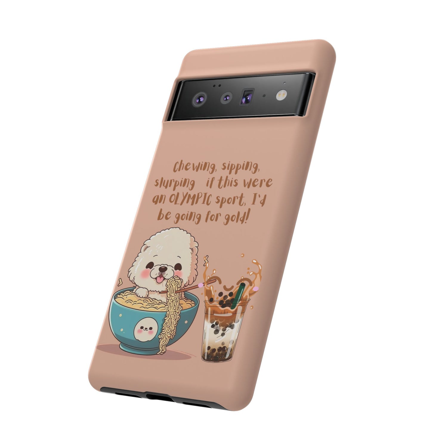 Dog Enjoying Ramen iPhone Tough Case – Cute and Fun Design for iPhone XR to iPhone 16 Pro Max