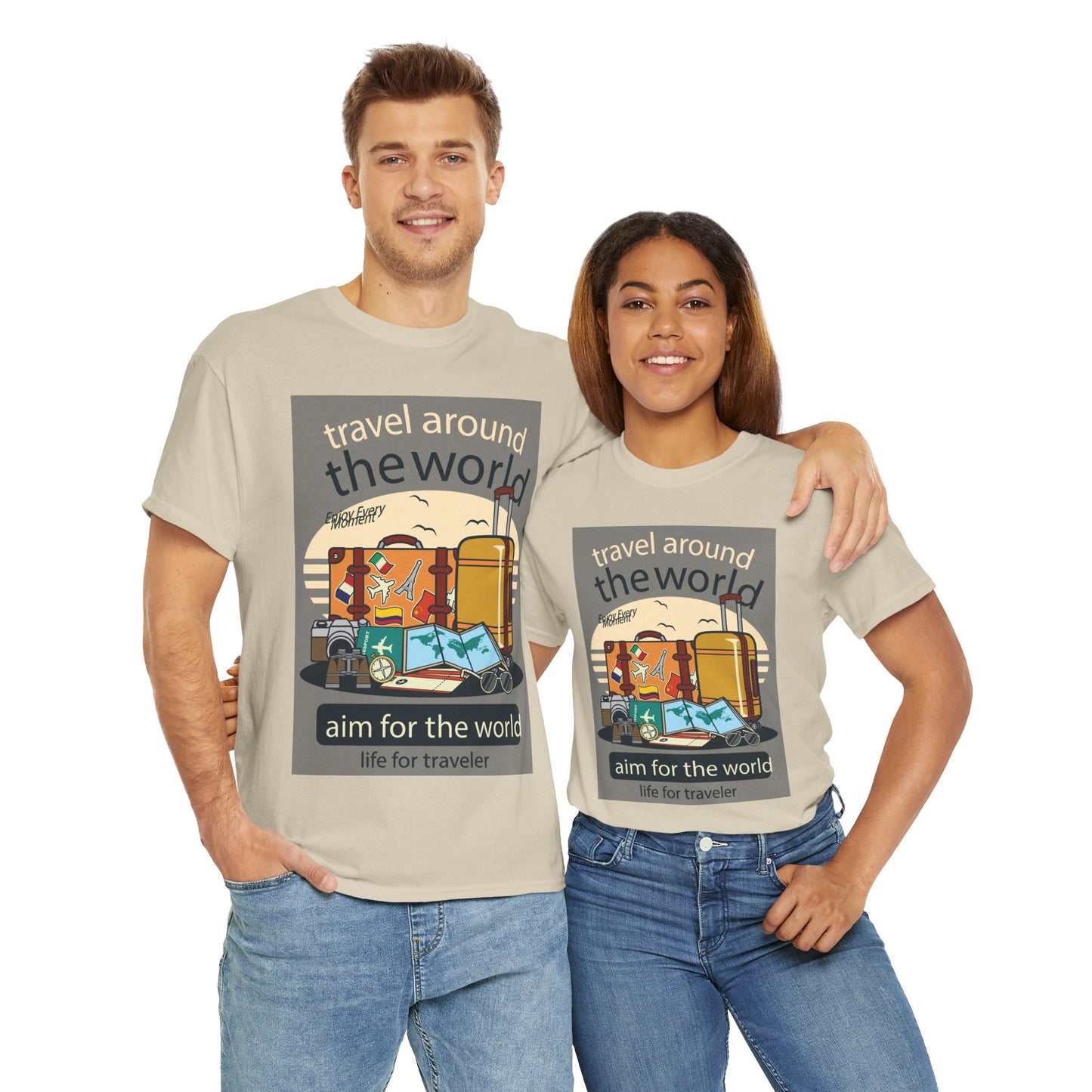 Travel Around The World - Unisex Heavy Cotton Tee