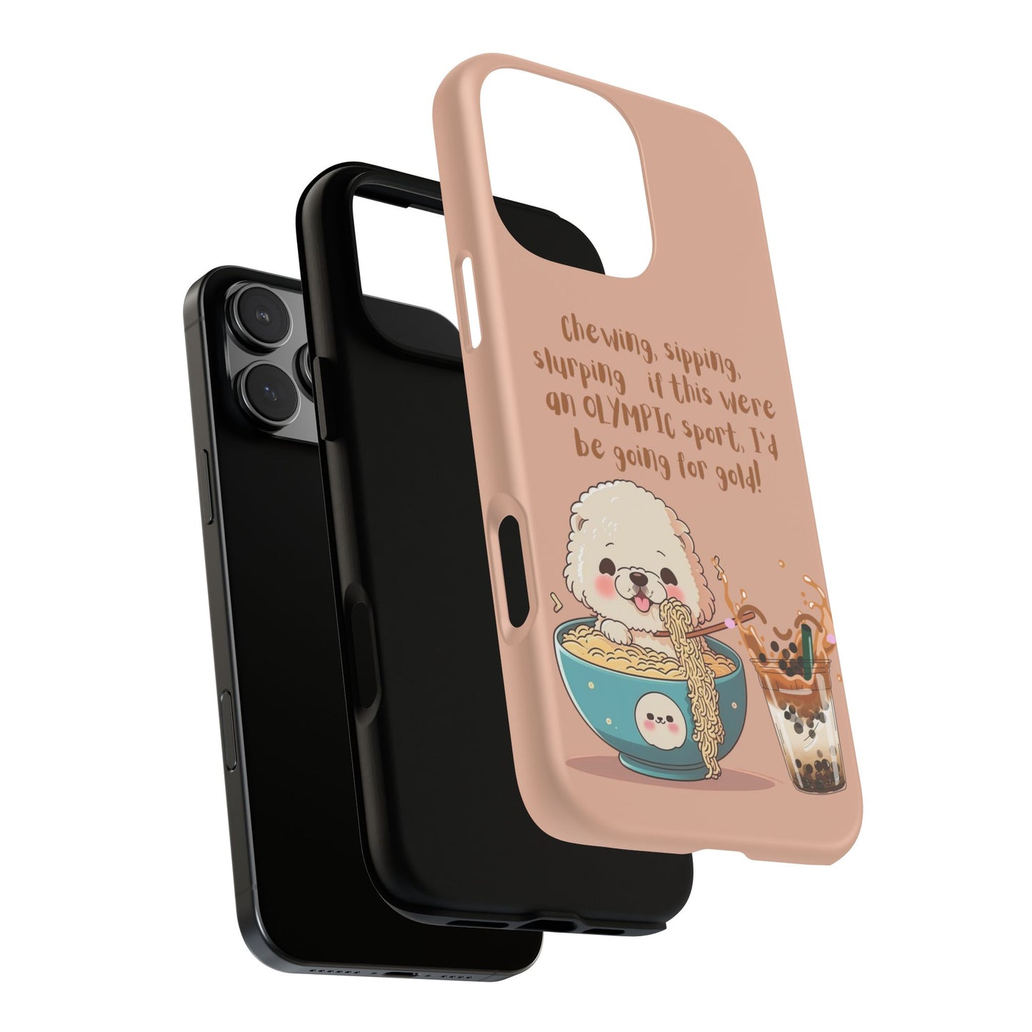 Dog Enjoying Ramen iPhone Tough Case – Cute and Fun Design for iPhone XR to iPhone 16 Pro Max