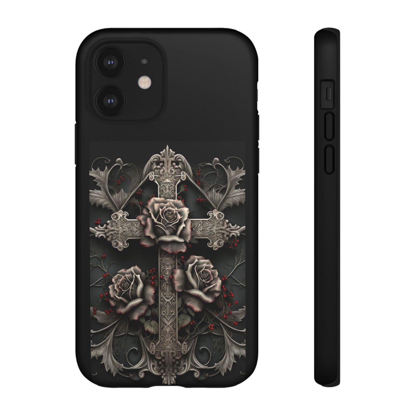 Gothic Elegance Cross Tough iPhone Case – Bold Protection with a Stylish Edge