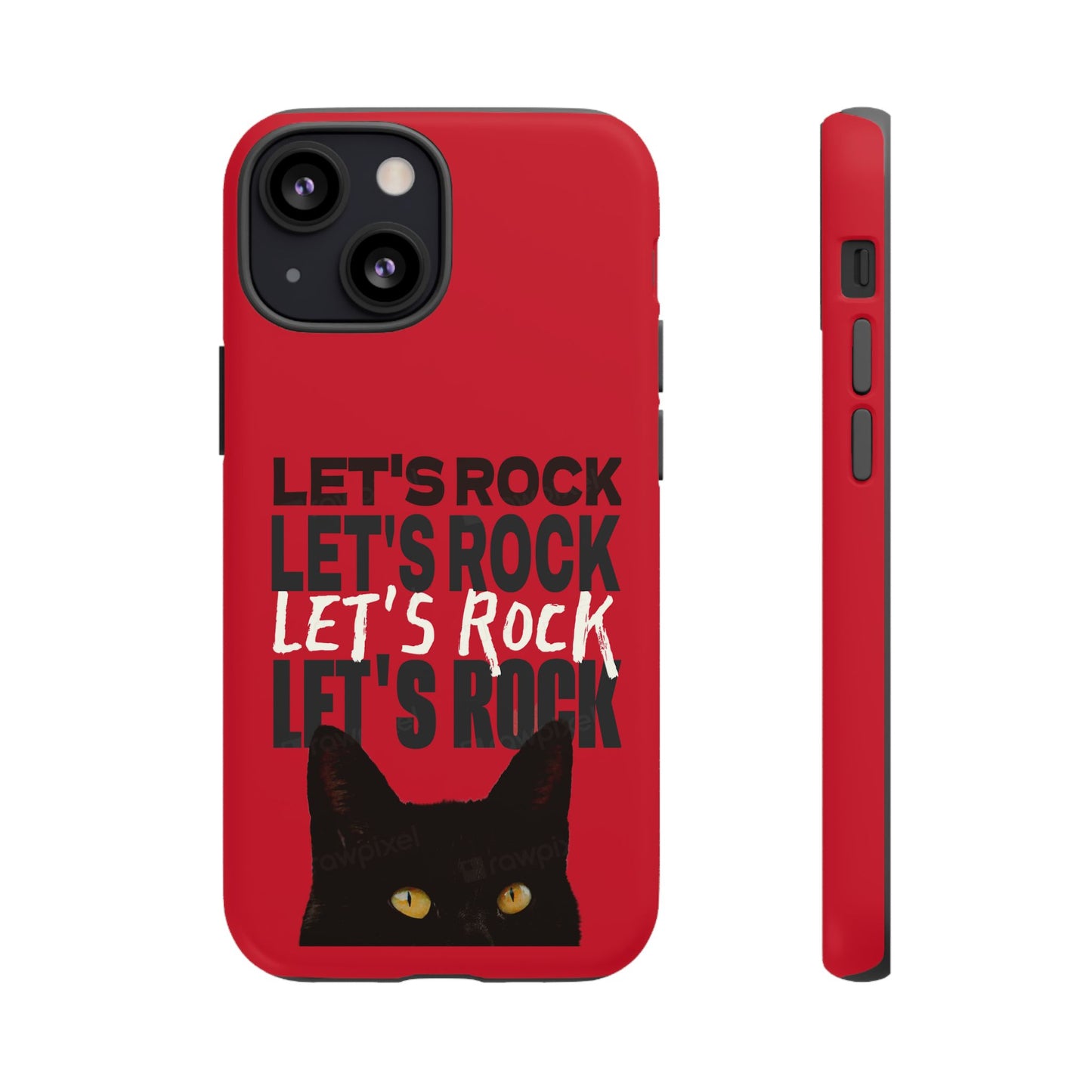 Black Cat Let's Rock Tough iPhone Case
