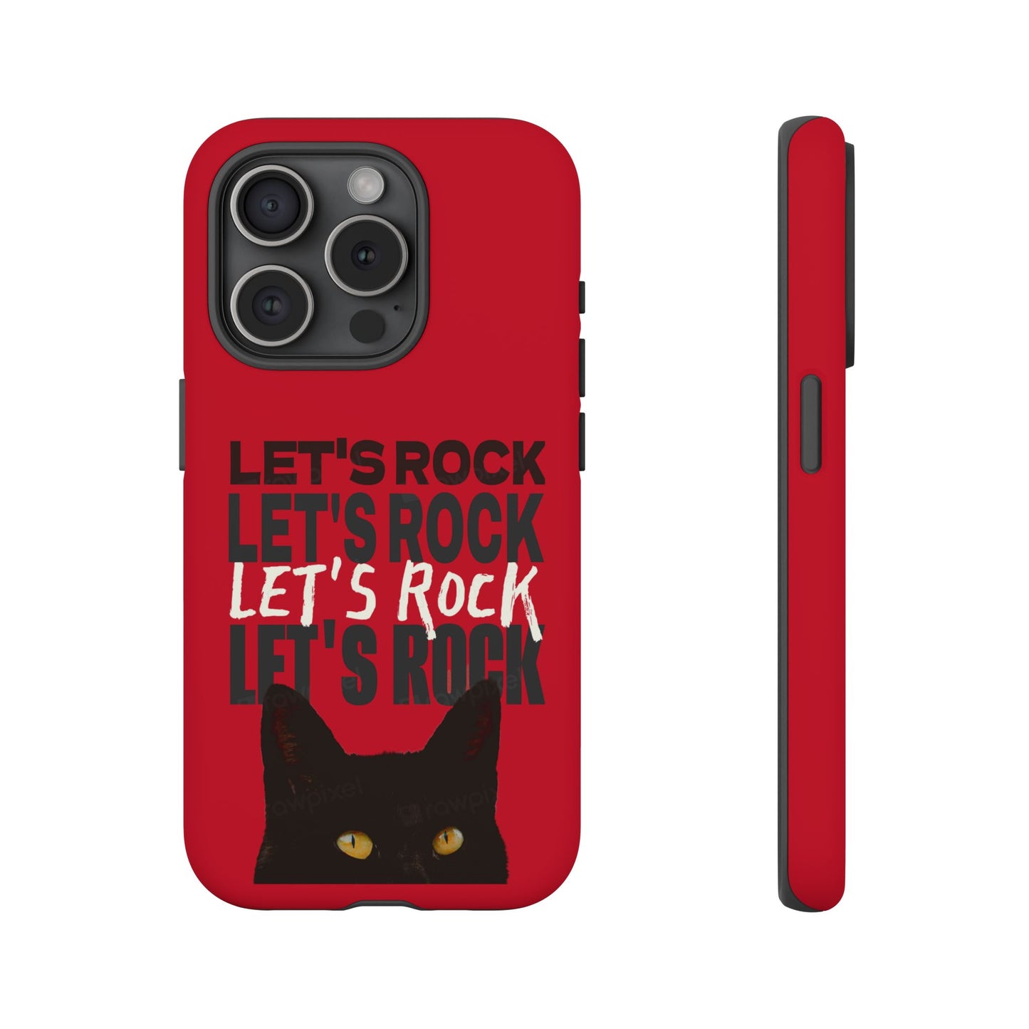 Black Cat Let's Rock Tough iPhone Case