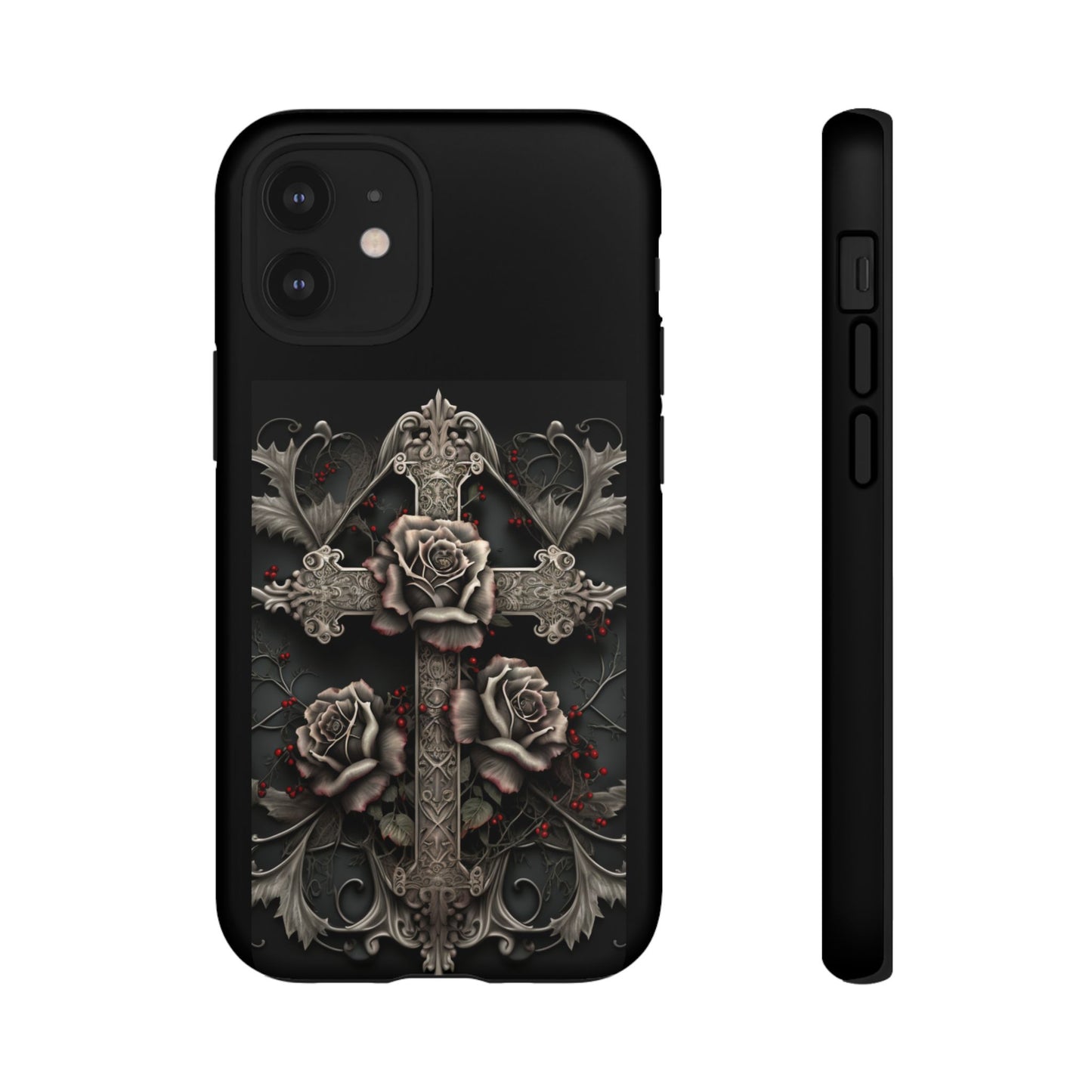Gothic Elegance Cross Tough iPhone Case – Bold Protection with a Stylish Edge