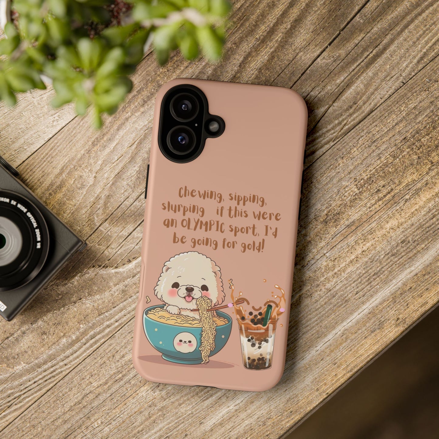 Dog Enjoying Ramen iPhone Tough Case – Cute and Fun Design for iPhone XR to iPhone 16 Pro Max
