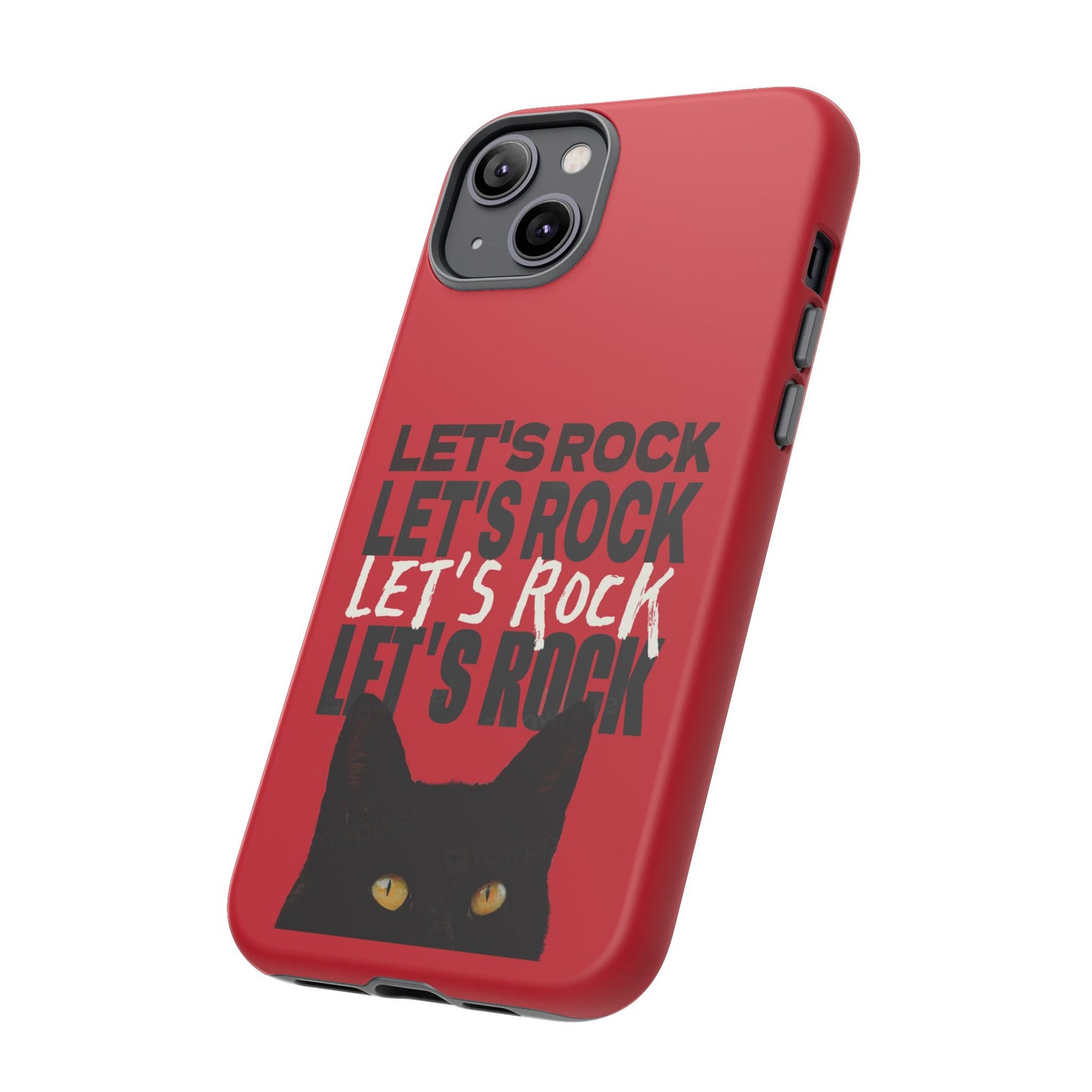 Black Cat Let's Rock Tough iPhone Case