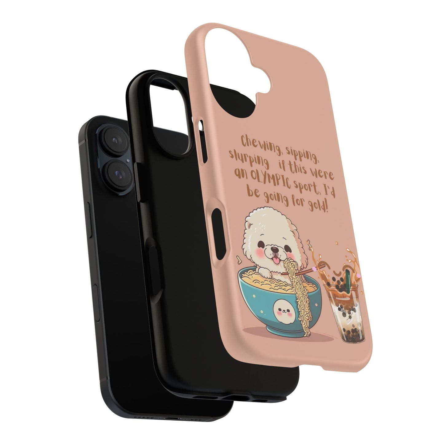 Dog Enjoying Ramen iPhone Tough Case – Cute and Fun Design for iPhone XR to iPhone 16 Pro Max