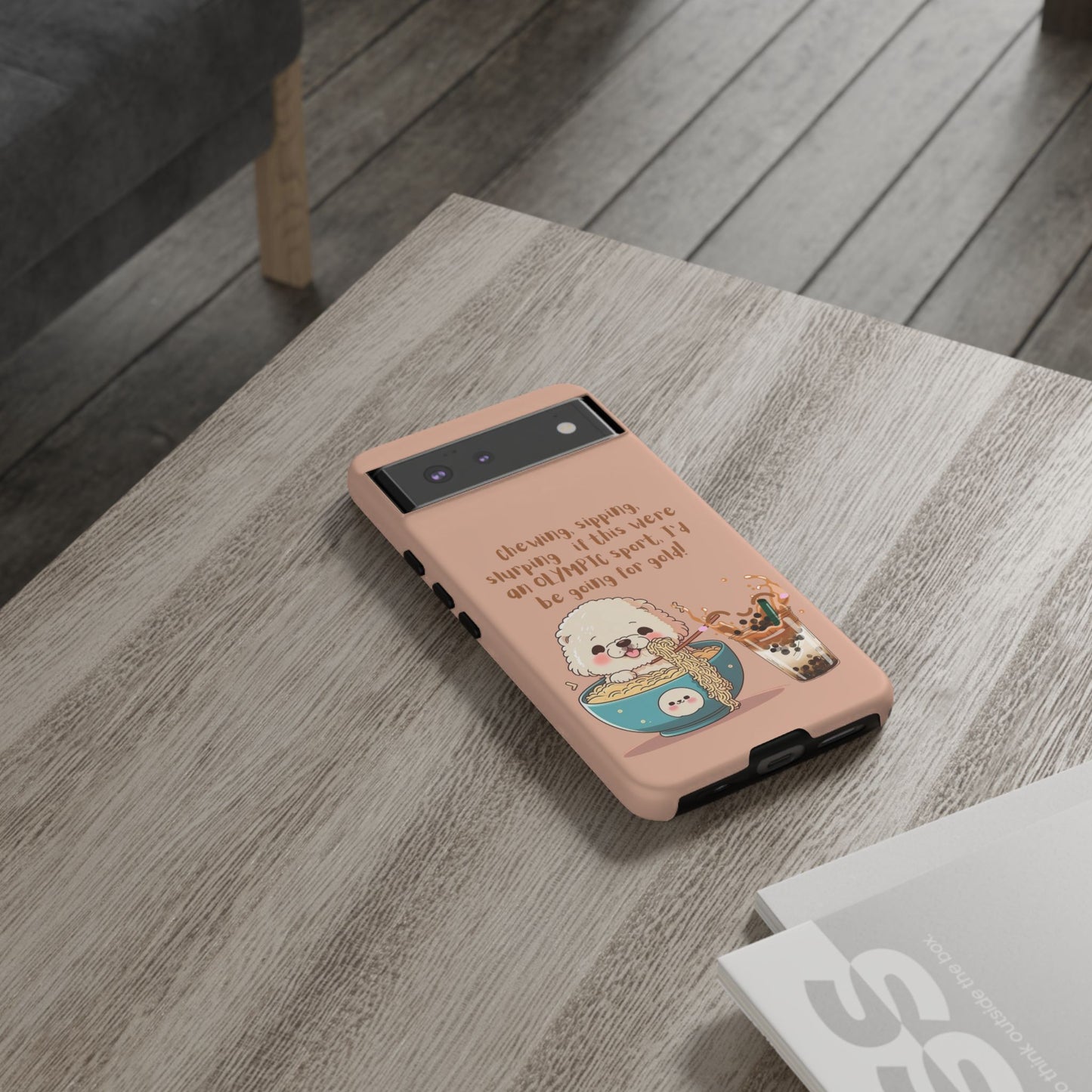 Dog Enjoying Ramen iPhone Tough Case – Cute and Fun Design for iPhone XR to iPhone 16 Pro Max