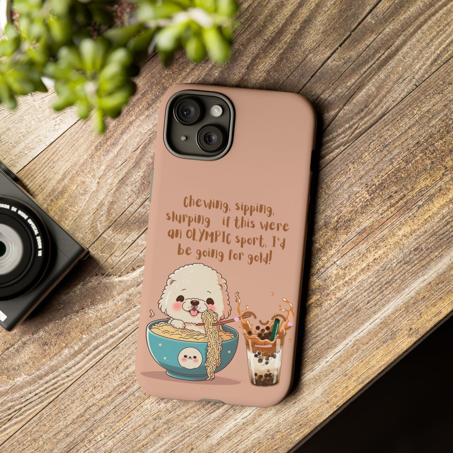 Dog Enjoying Ramen iPhone Tough Case – Cute and Fun Design for iPhone XR to iPhone 16 Pro Max